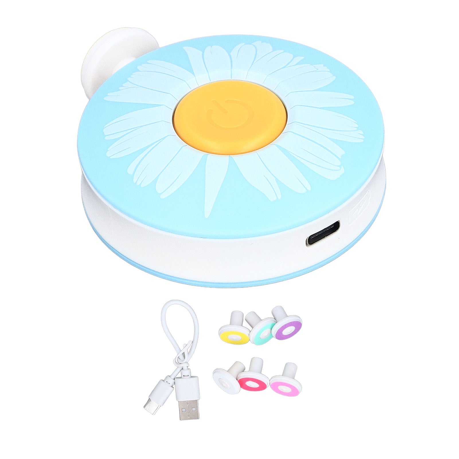 Baby Electric Nail File 3 Speed 360 Degrees Trimming Low Noise Nail Care Grinder with 6 Heads Blue