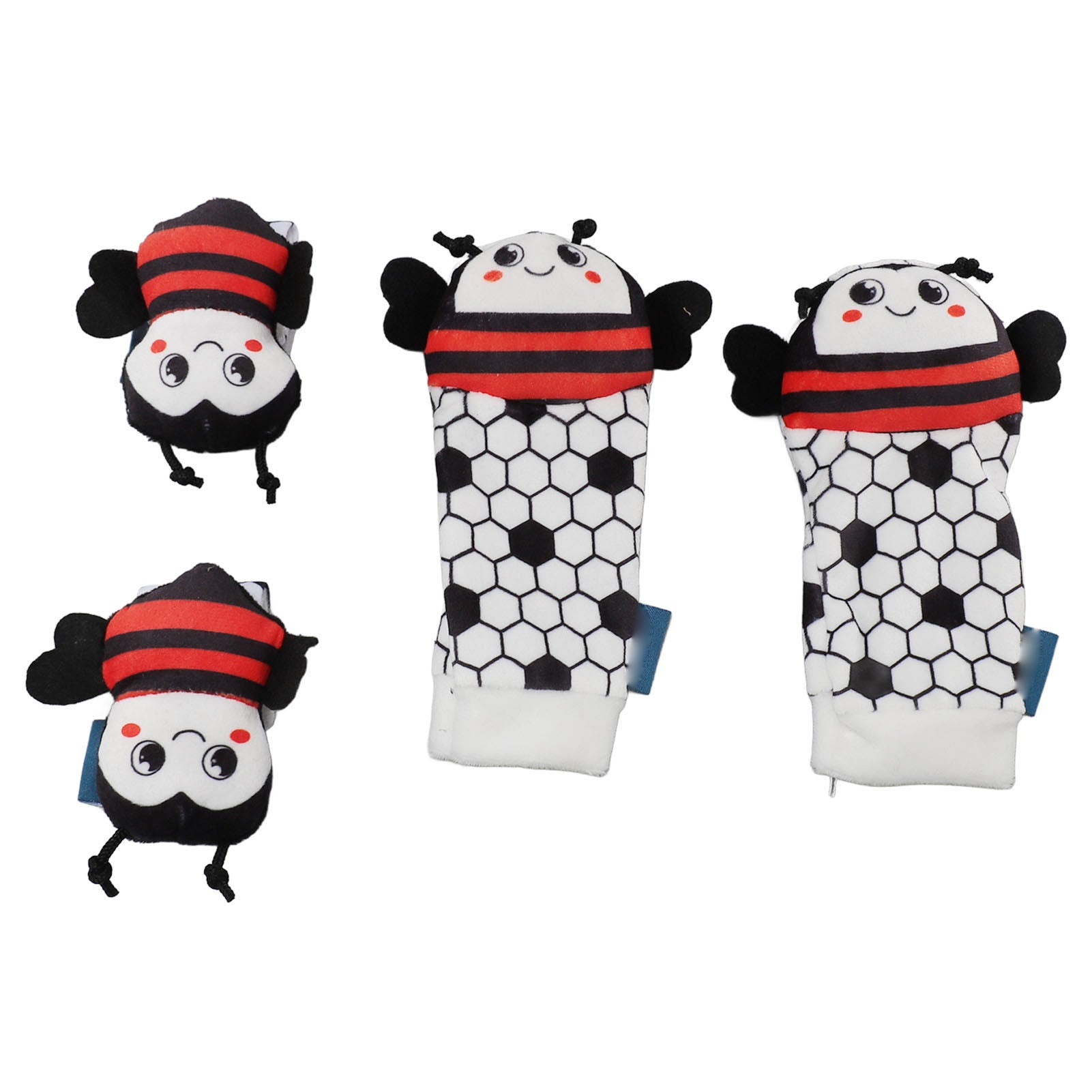 Infant Rattle Socks Toys Soft Multifunctional Elastic Wrist Rattle Foot Finder Socks Set for Baby Bee Type