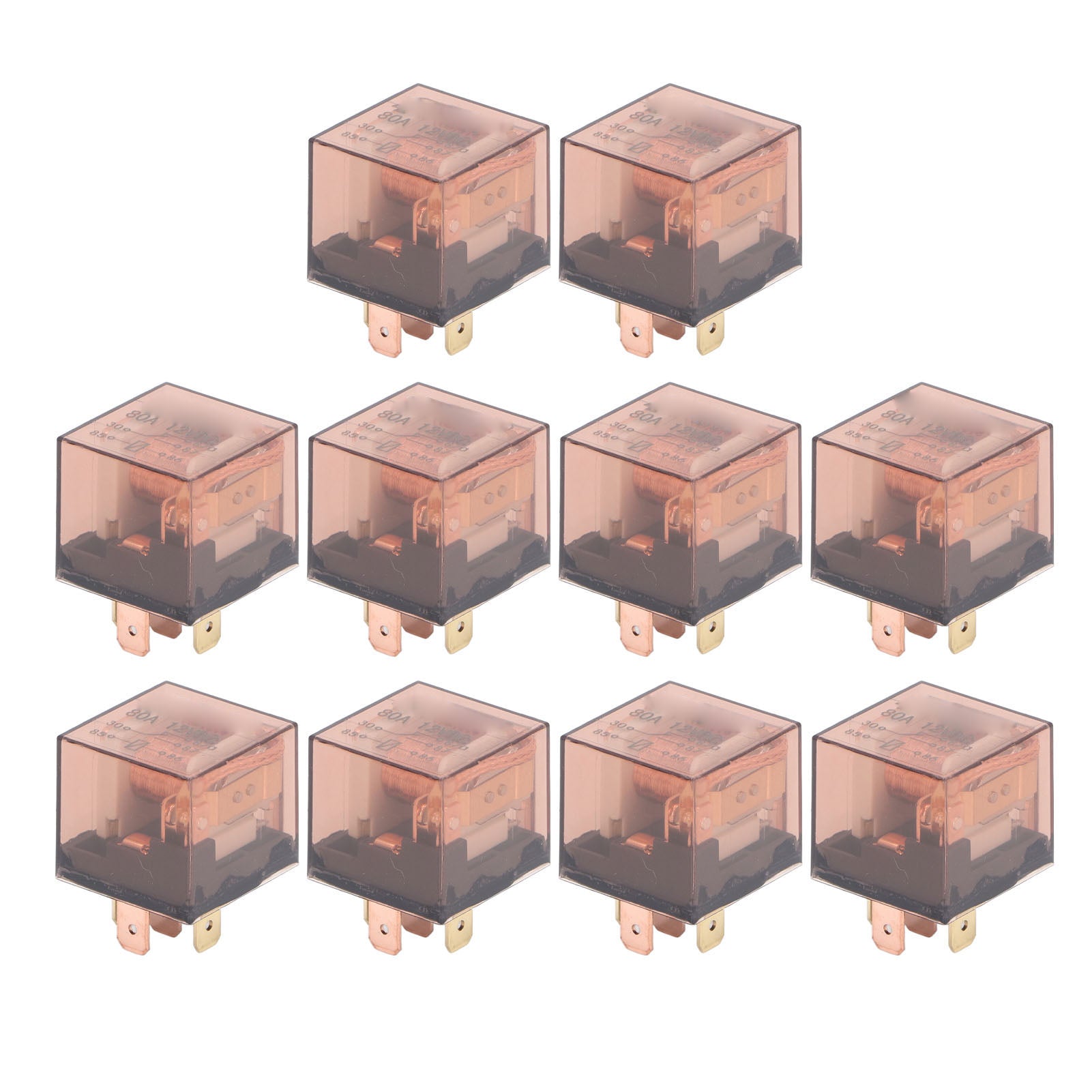 10 Pcs Waterproof Automotive Relay 80A 5 Pin SPDT Universal Car Relay Switch DC12V Without Indicator