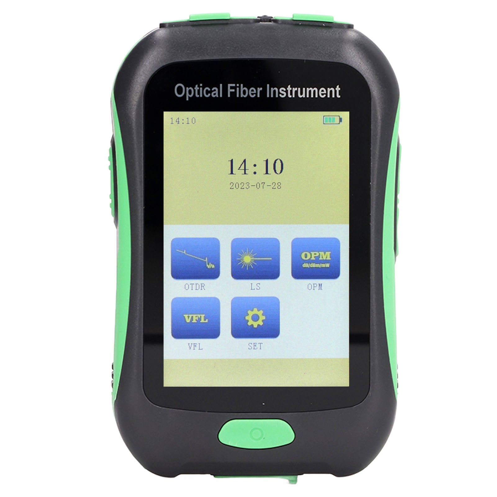 OTDR Fiber Optic Tester AUA 18A FC LC Adapter 3.5in Touchscreen Optical Time Domain Reflectometer 100‑240V EU Plug
