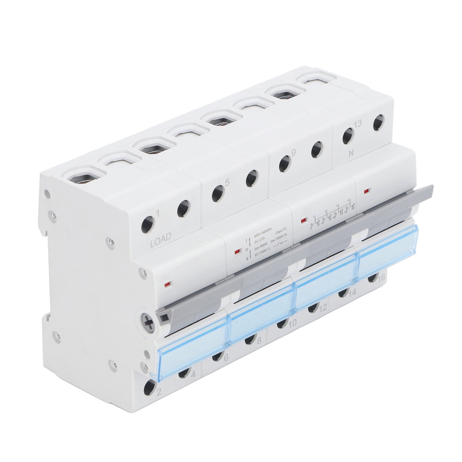 400VAC Dual Power Manual Transfer Switch DIN Rail Mount Single Side Interlock Circuit Breaker 4P MTS 100A