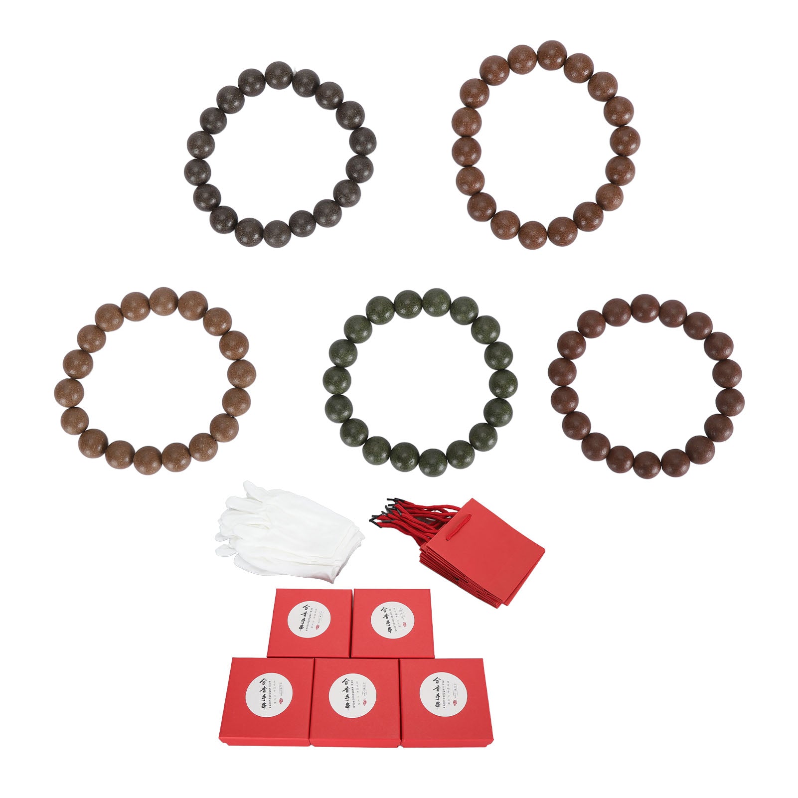 5pcs Buddha Bead Bracelet Good Luck Handcrafted Fashionable Lasting Aroma Prayer Beads Bracelet for Daily Use 15‑16mm / 0.59‑0.63in