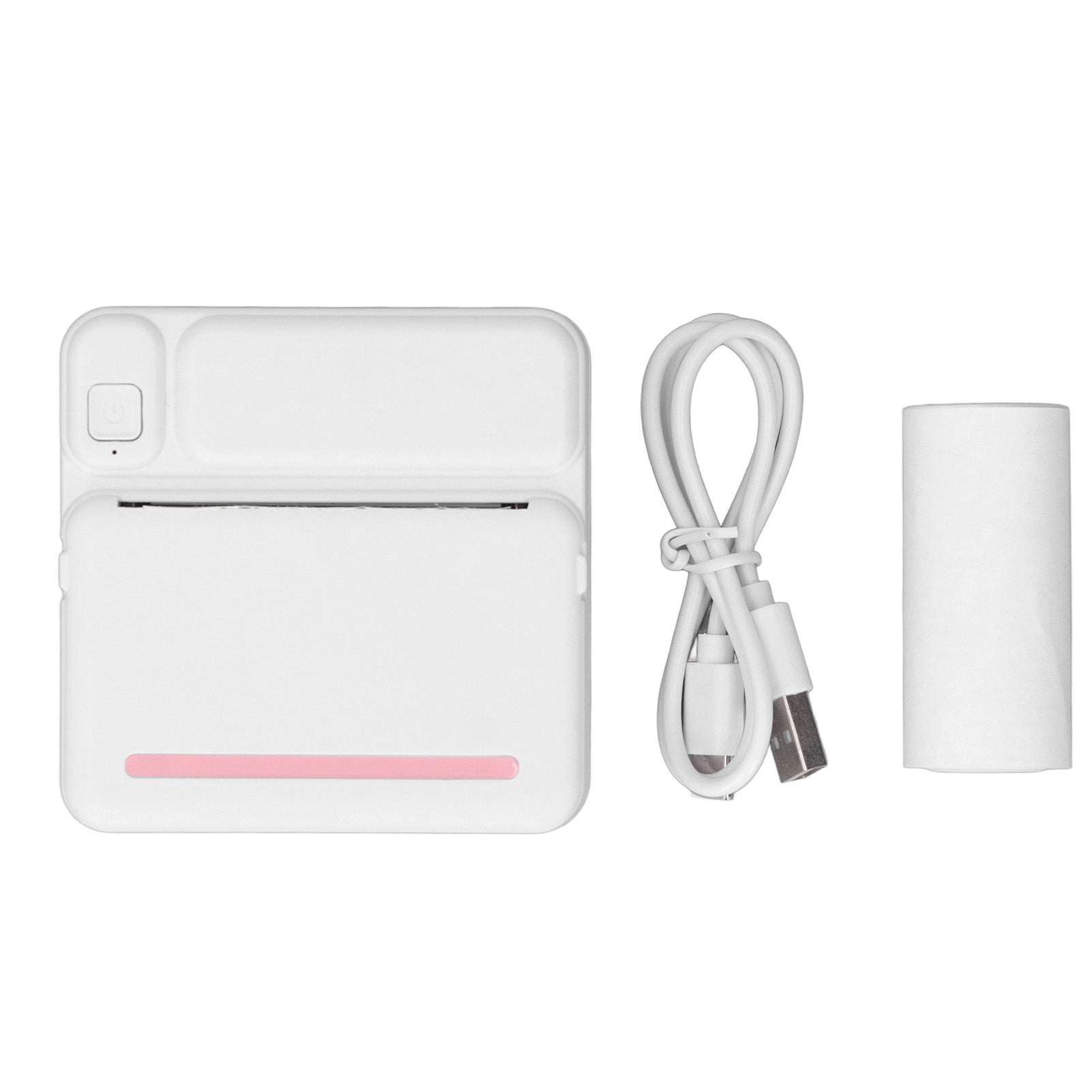 Mini Thermal Printer HD Print 200dpi Resolution Inkless Rechargeable Portable Pocket Printer Machine with 1 Roll Paper White Pink
