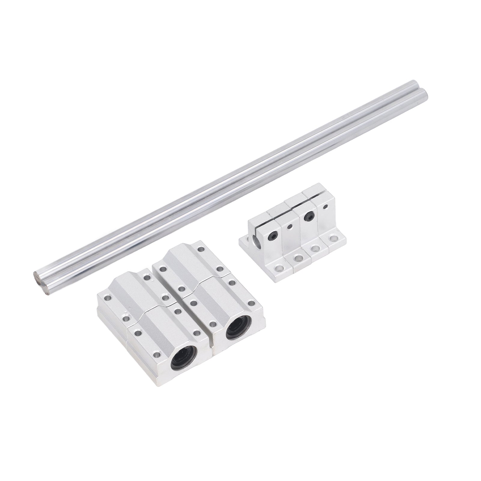 4Pcs Linear Motion Ball Bearings with 2Pcs Metal Shaft Rods Slide Block Support Mount Kit for CNC Machine Tool Shaft 10‑250 Set