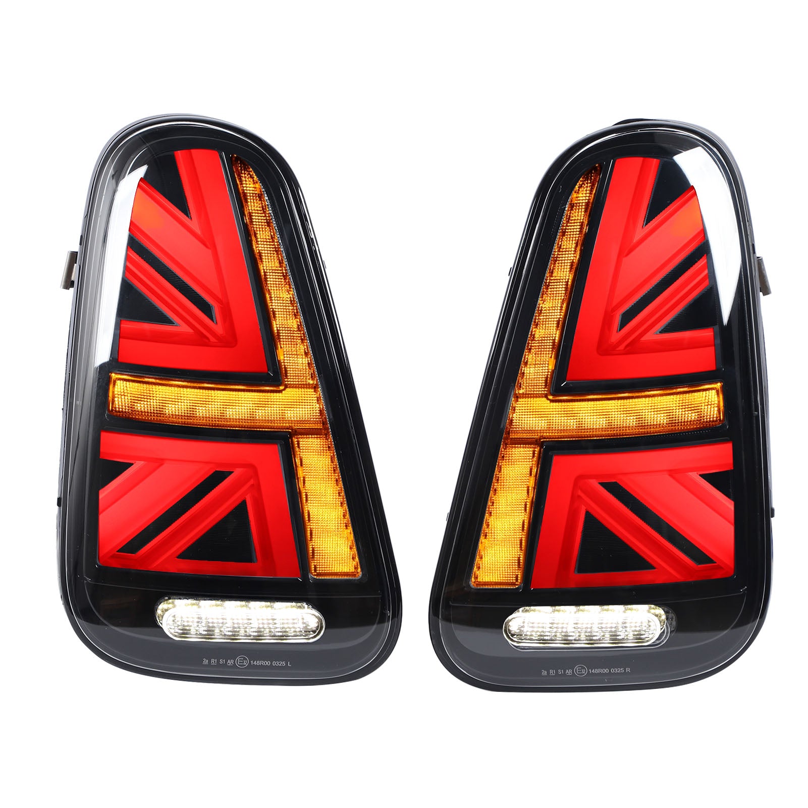 1 Pair LED Taillights Assembly Waterproof Union Jack Full Tail Lights Replacement for Cooper R50 R52 R53