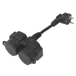 Double Plug Wall Socket  2 Way AC Distribution Splitter 5cmx1.5mm² Short Cable IP44 Waterproof  16A