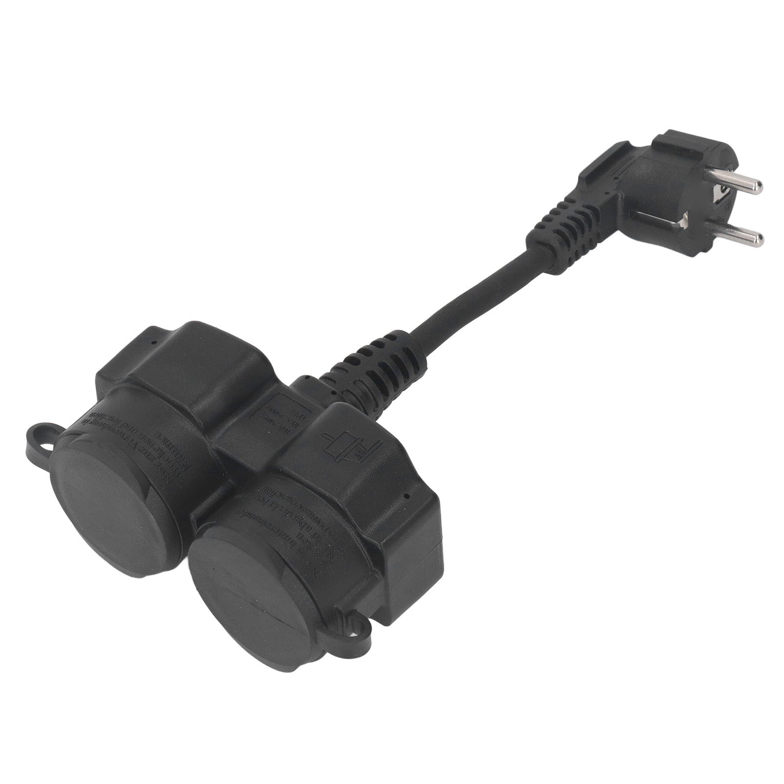 Double Plug Wall Socket  2 Way AC Distribution Splitter 5cmx1.5mm² Short Cable IP44 Waterproof  16A