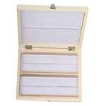 100PCS Biology Glass Prepared Microscope Slides Specimens Wooden Slide Storage Box Case