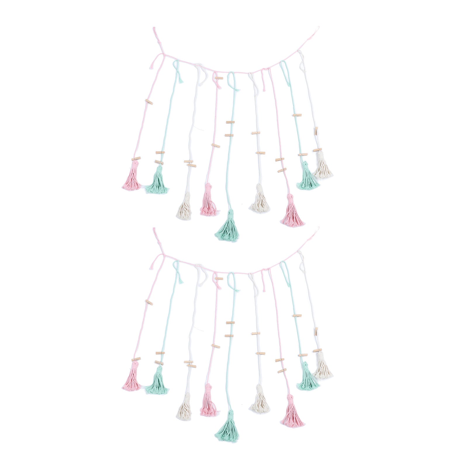 2pcs Macrame Photo Wall Hanging Nordic Style Stylish Hanging Tassel Photo Display with Clip for Teen Girls Women Bedroom E Type