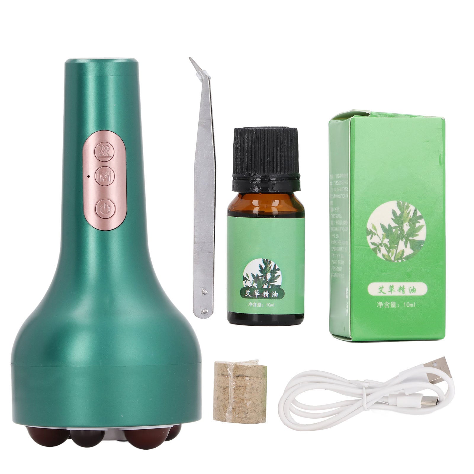 Electric Waist Massager Hot Compress Promote Circulation Reduce Fatigue Handheld Belly Heating Massager for Postpartum Care Green