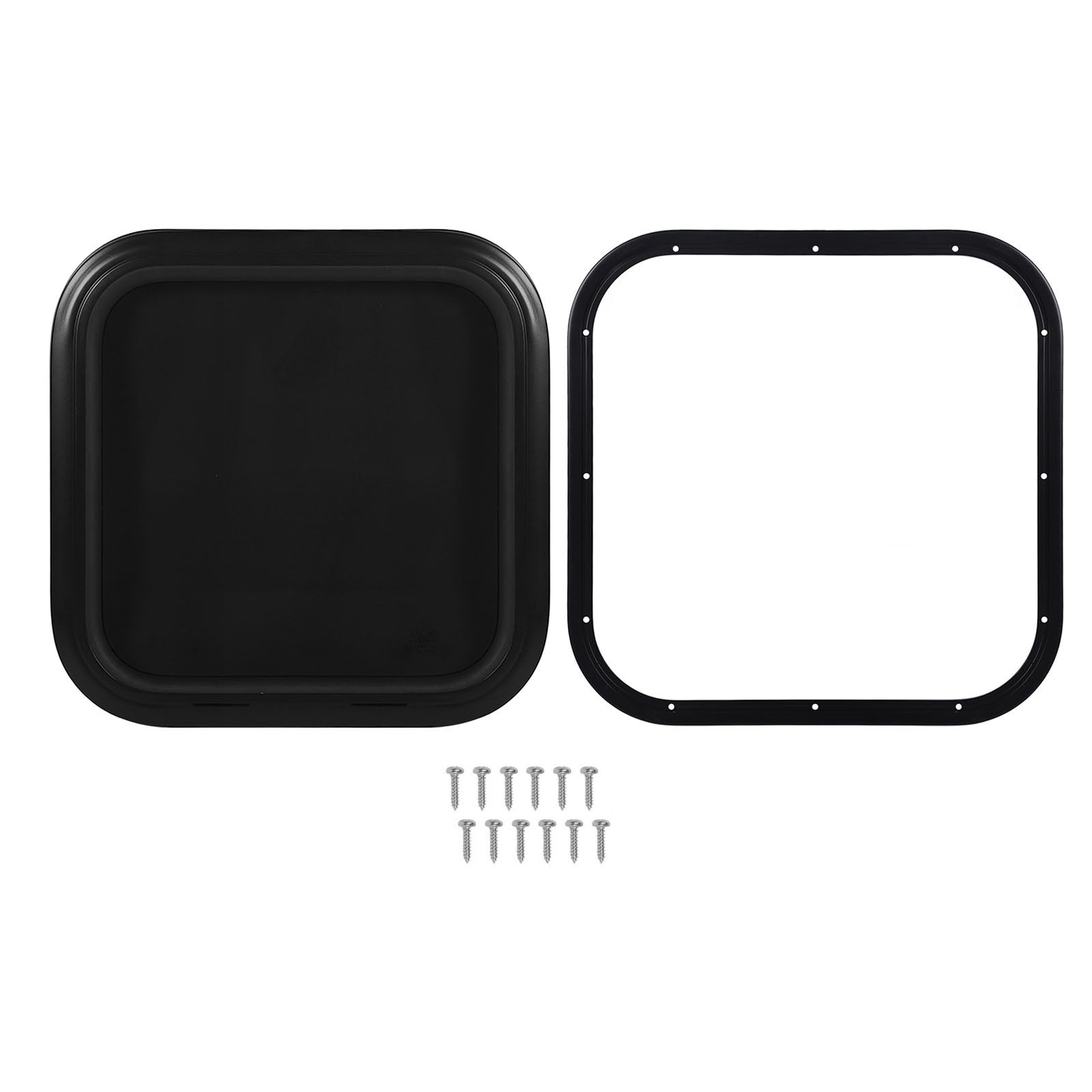 500 X 500mm Fixed RV Window Aluminum Alloy Frame Tempered Glass UV Resistance Waterproof for Yacht Camper for 26‑31mm Wall Thickness