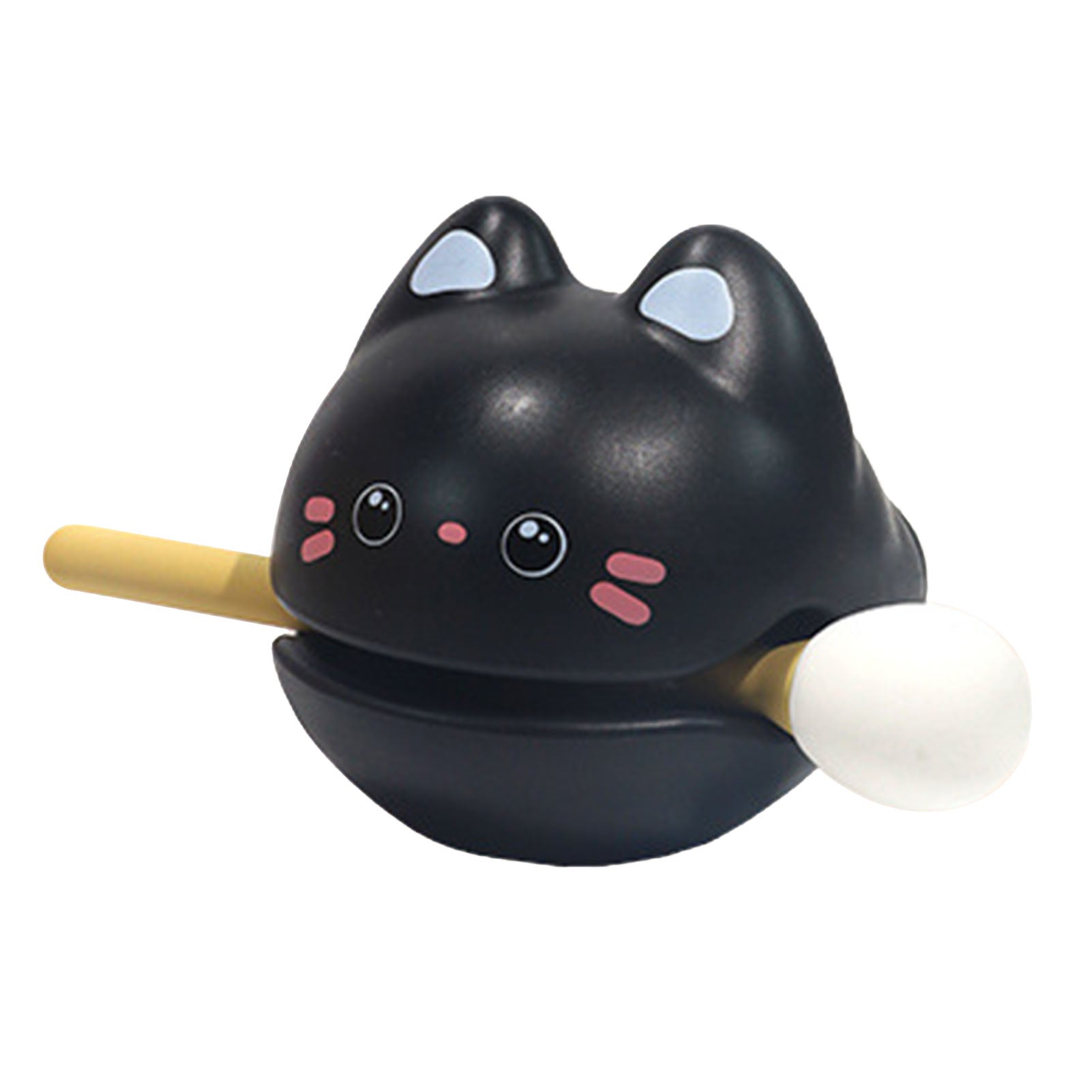 Wooden Fish Temple Block with Mallet Plastic Small Zen Drum Percussion Musical Toy for Meditation Office Stress Relief Cat Type