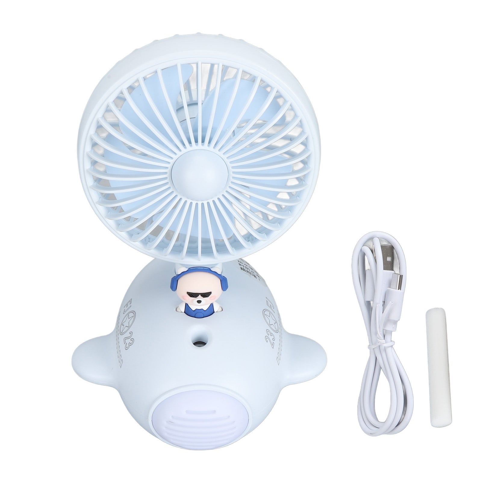 Desktop Cooling Fan with Mist Function USB Rechargeable Fan Portable Small Misting Fan for Home Studio Office Blue