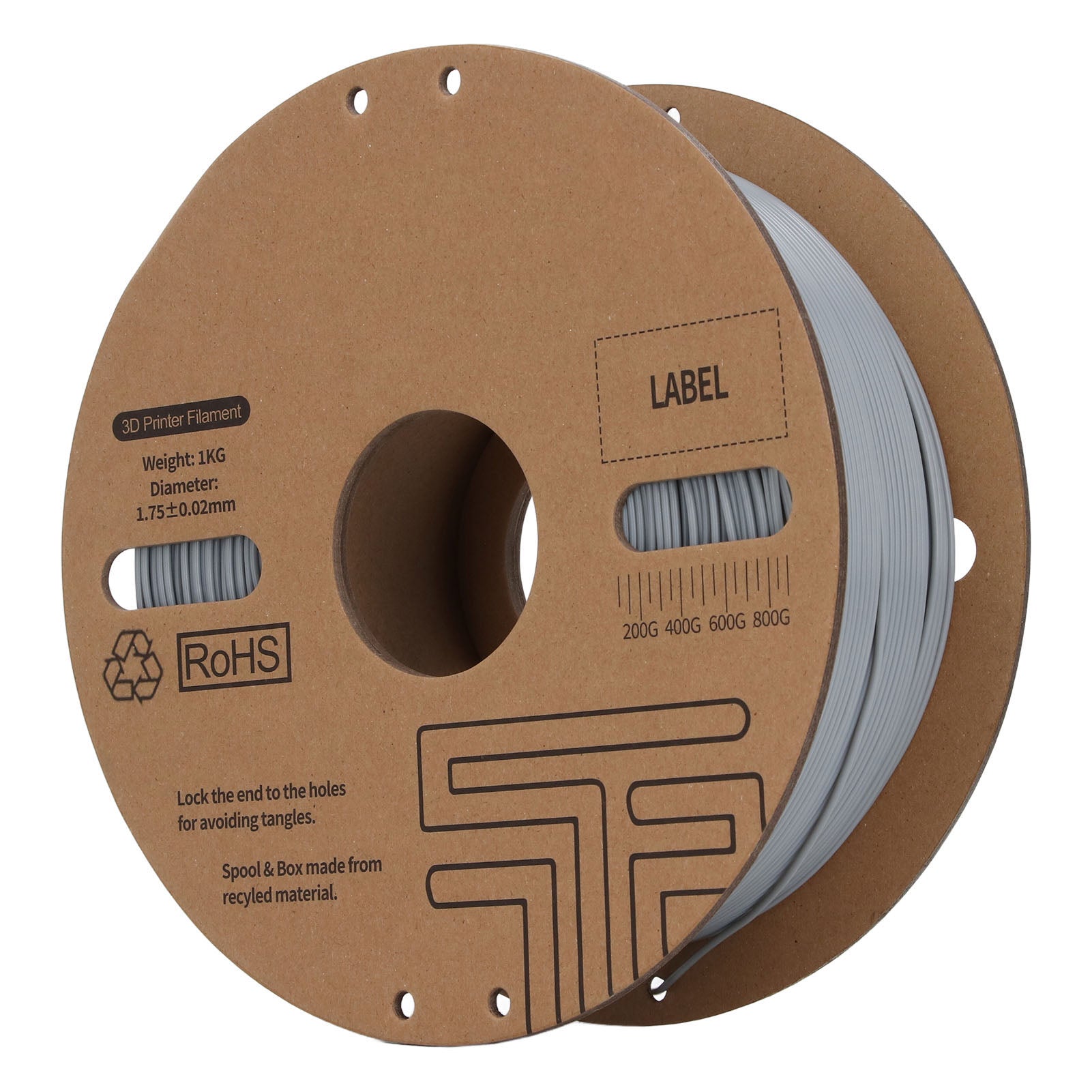 1.75mm PLA Filament 1kg Spool ±0.02mm Accuracy 30‑600mm/s High Speed Grey Filament Bundle for FDM 3D Printer