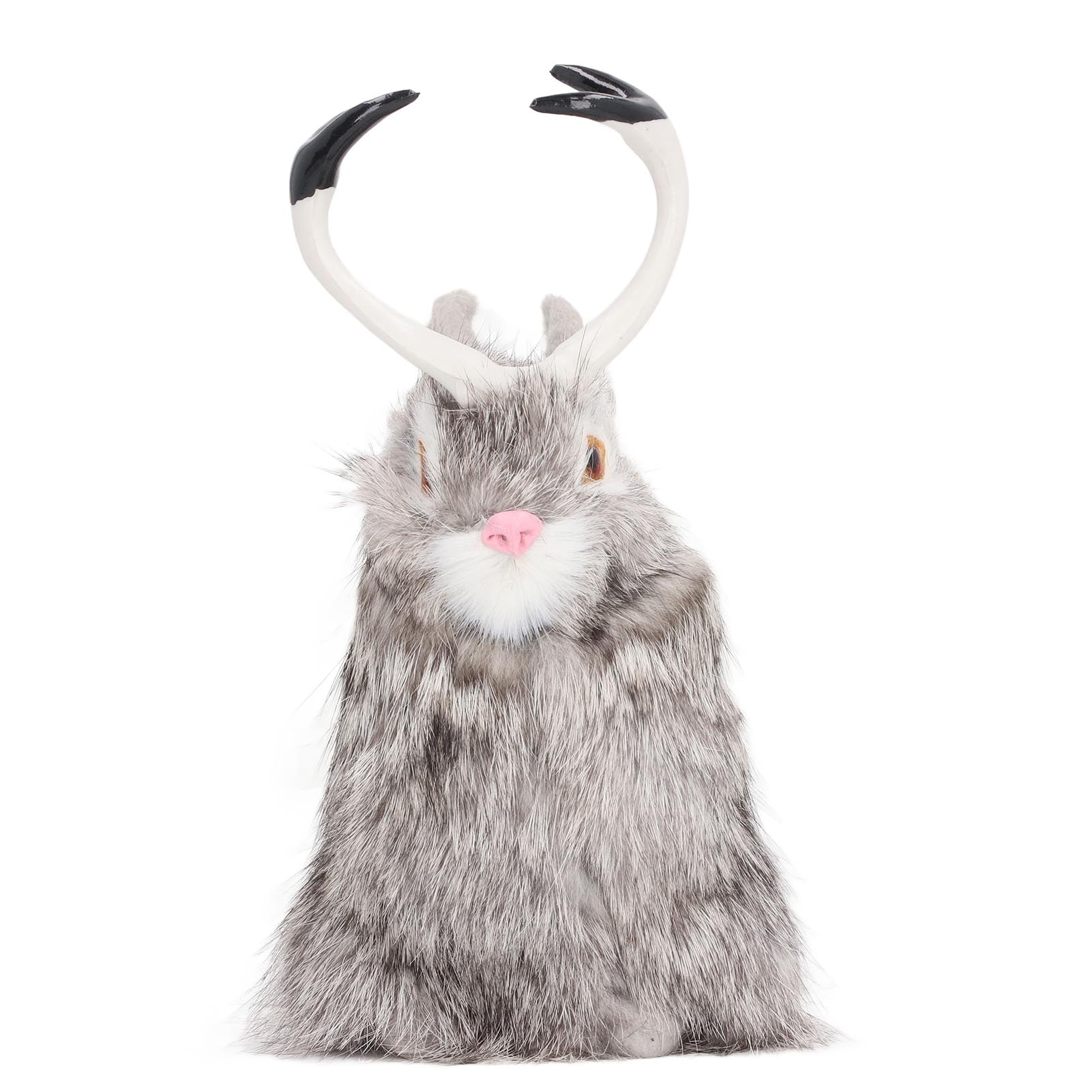 Simulation Antler Rabbit Ornament Cute Rabbit Home Decorations Animal Model Plush Toy Doll for Home Office White