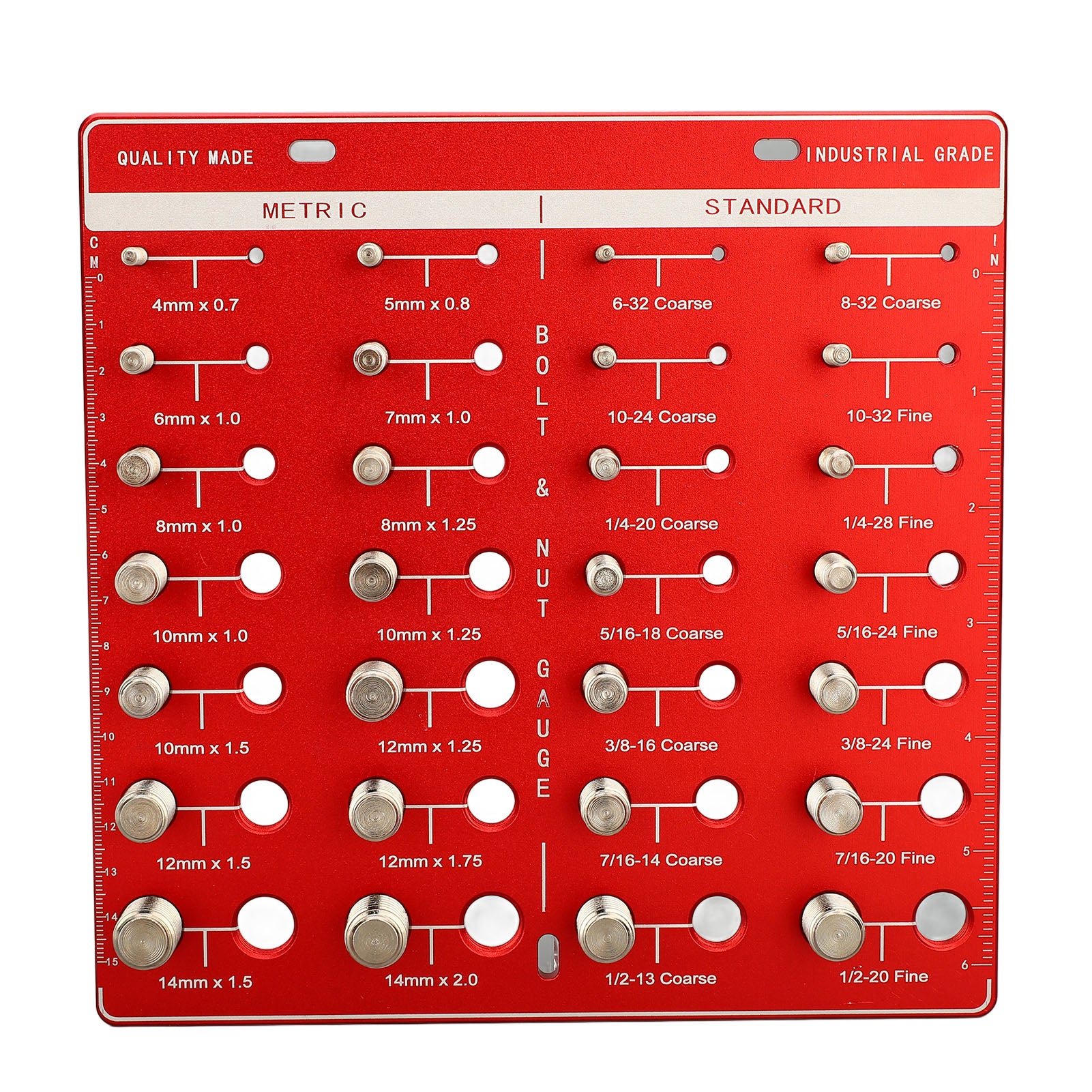Nut and Bolt Thread Checker 28 Holes Wall Mount Inch and Metric Thread Checker Bolt Nut Identifier Gauge
