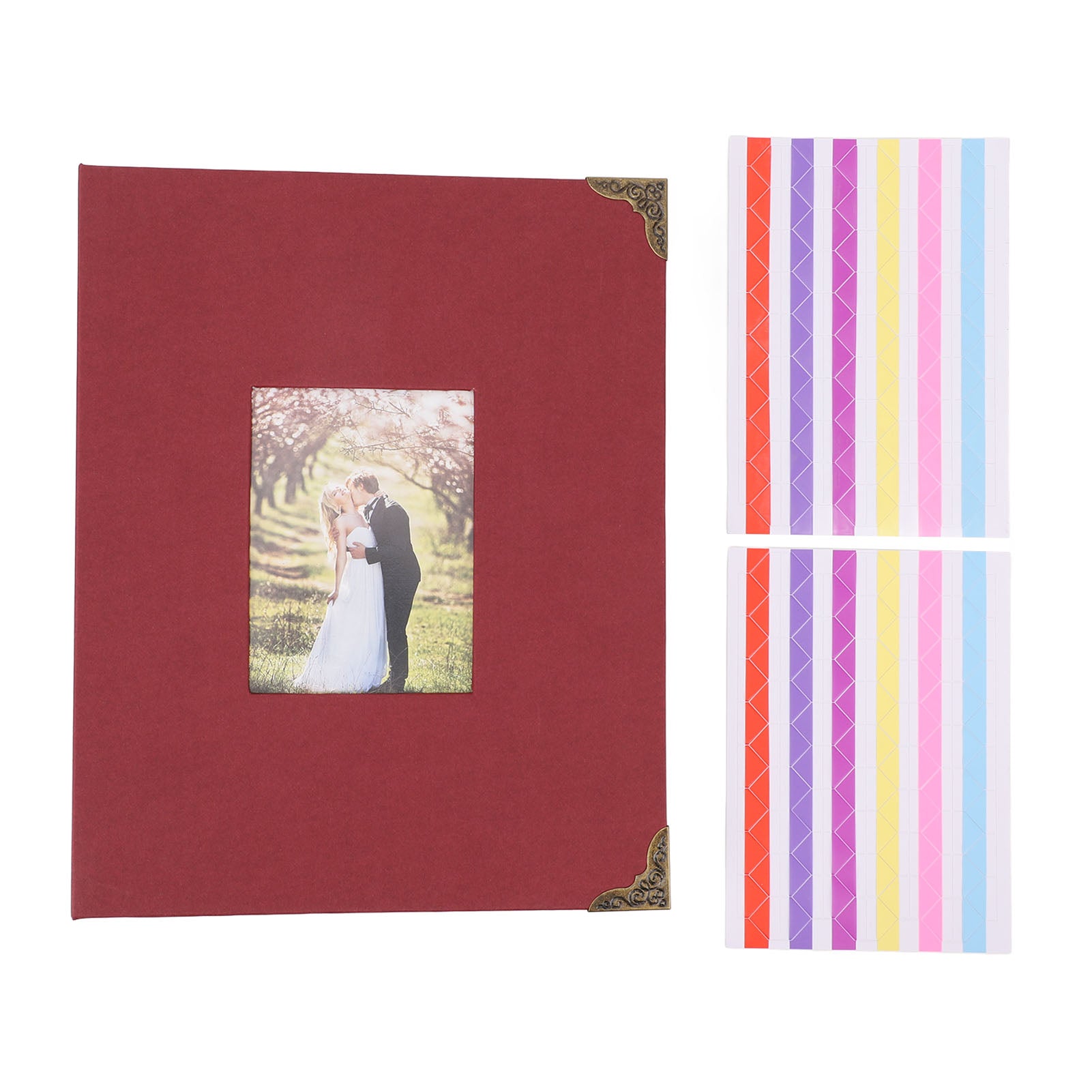 Baby Photo Album with Front Window Baby Photo Keepsake DIY Black Inner Page Scrapbooking Baby Memory Book Red