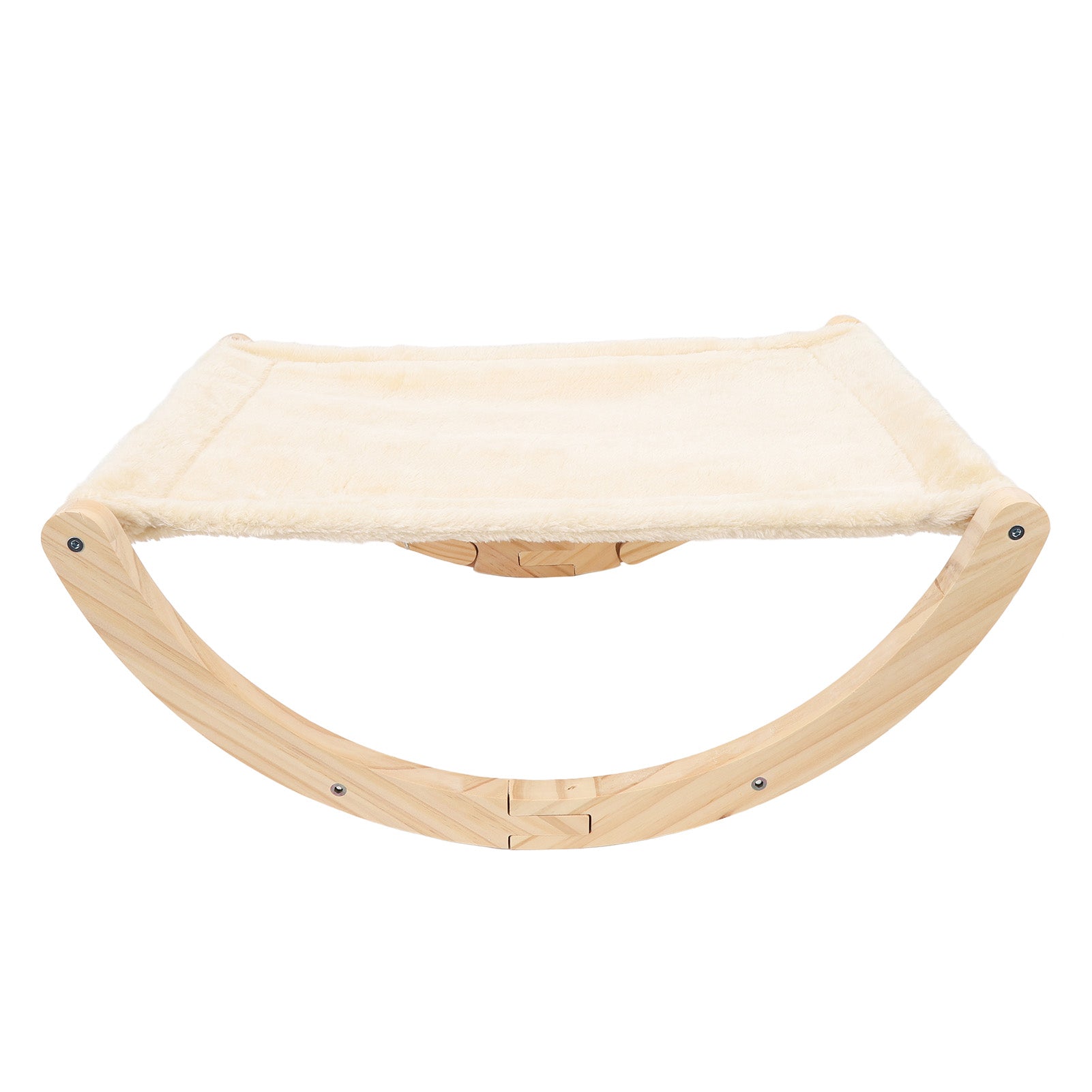 Wooden Cat Hammock Foldable Antislip Easy To Assemble Elevated Pet Hammock Bed Furniture for Indoor Cat Plush Style