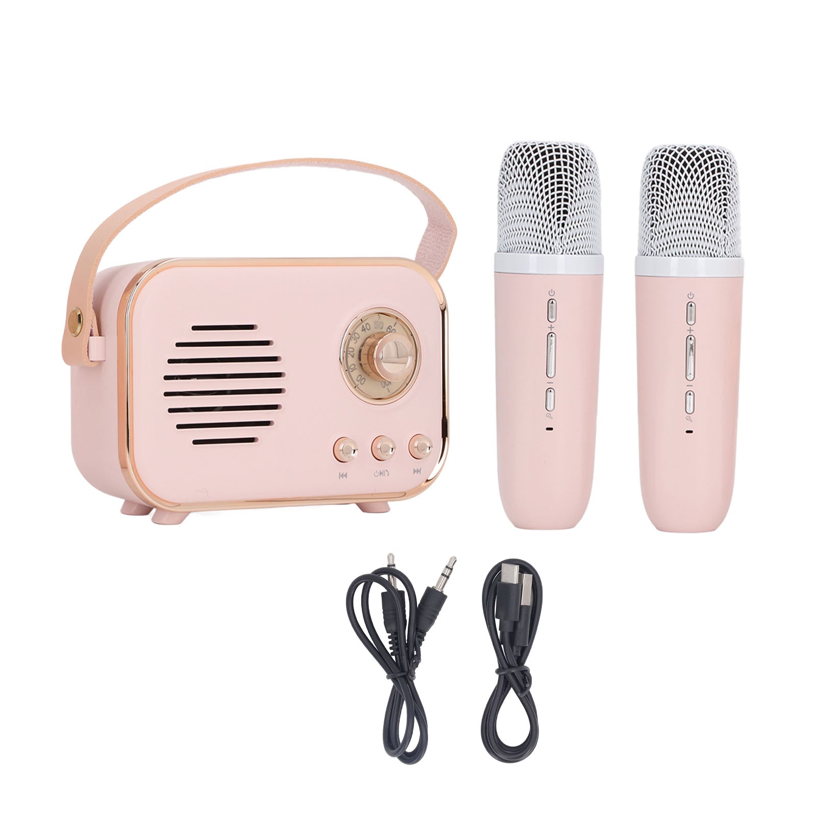 Speaker Karaoke Set Portable Multifunctional High Capacity Battery Small Wireless Karaoke Set for Indoor Outdoor Roseate