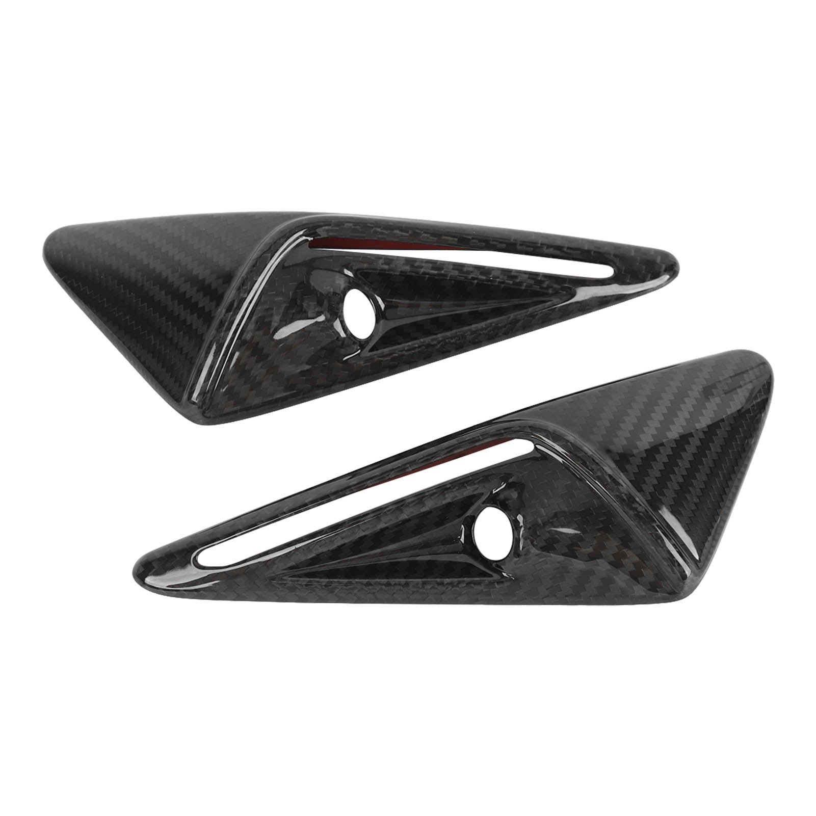 1 Pair Side Mudguard Camera Vent Cover Trim Carbon Fiber Lightweight Replacement For Tesla Model 3 Y 2020 to 2023 Glossy