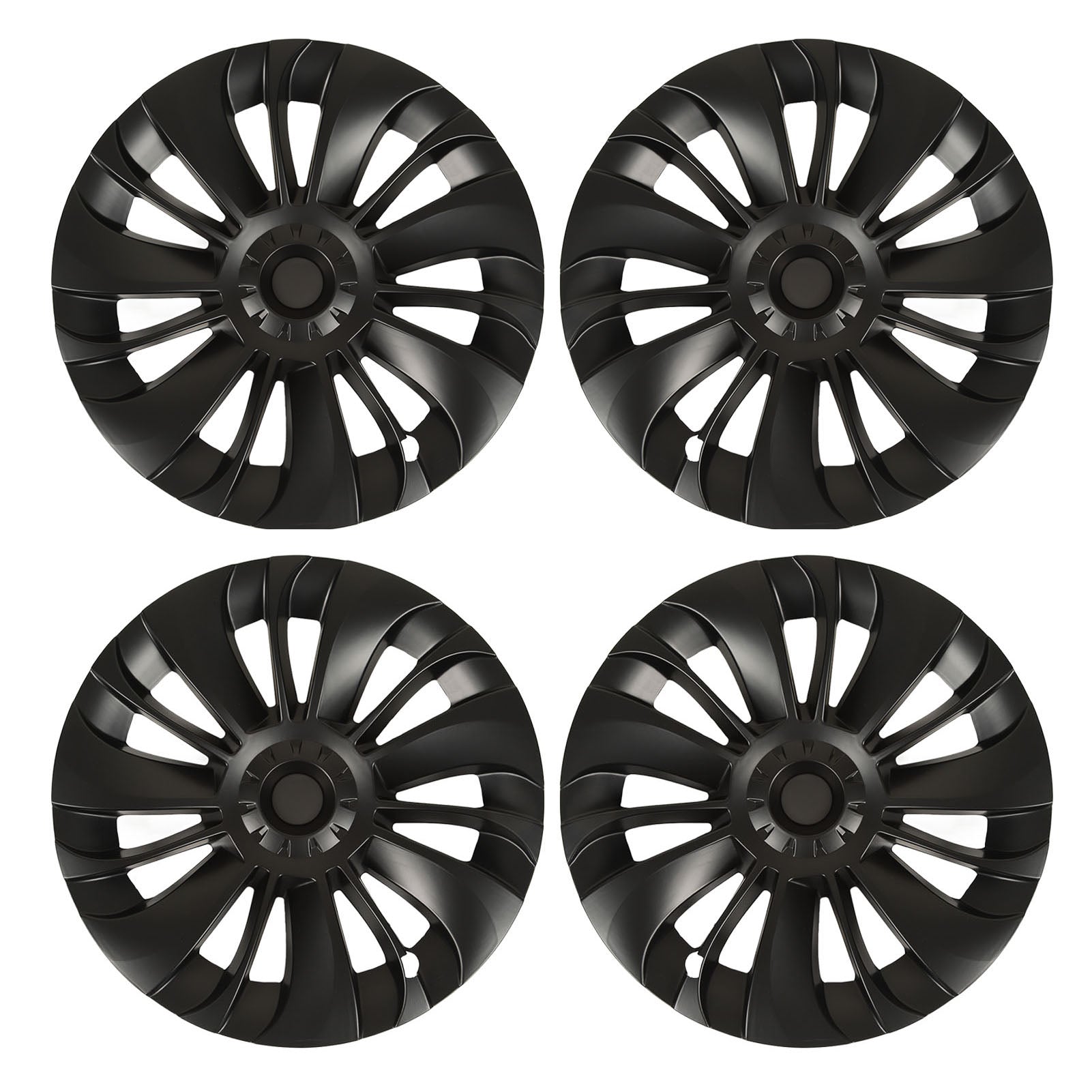4PCS 19in Wheel Hub Cap Matte Black Cool Sporty Wheel Rim Cover Replacement for Tesla Model Y 2020 to 2023 Symmetry