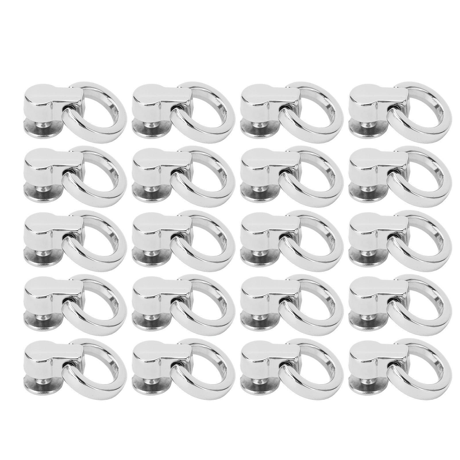 20Pcs D Ring Rivets 13x7mm 360 Degree Rotation Screw Stud Rivet for DIY Leather Collar Belt Handbag Pants Silver