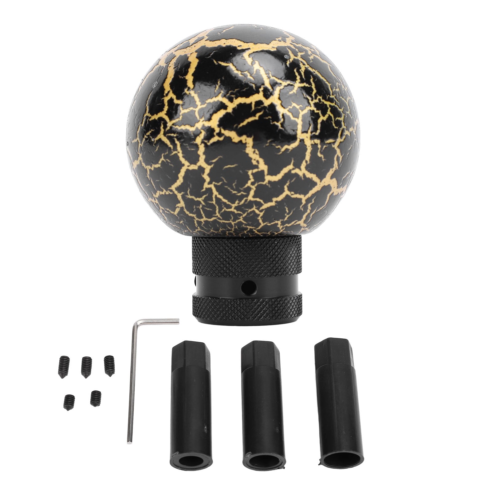 Car Shift Knob Resin Shifter Lever Head Knob Round Ball Shifter Knob with 3 Adapters Universal for Manual Vehicles Black