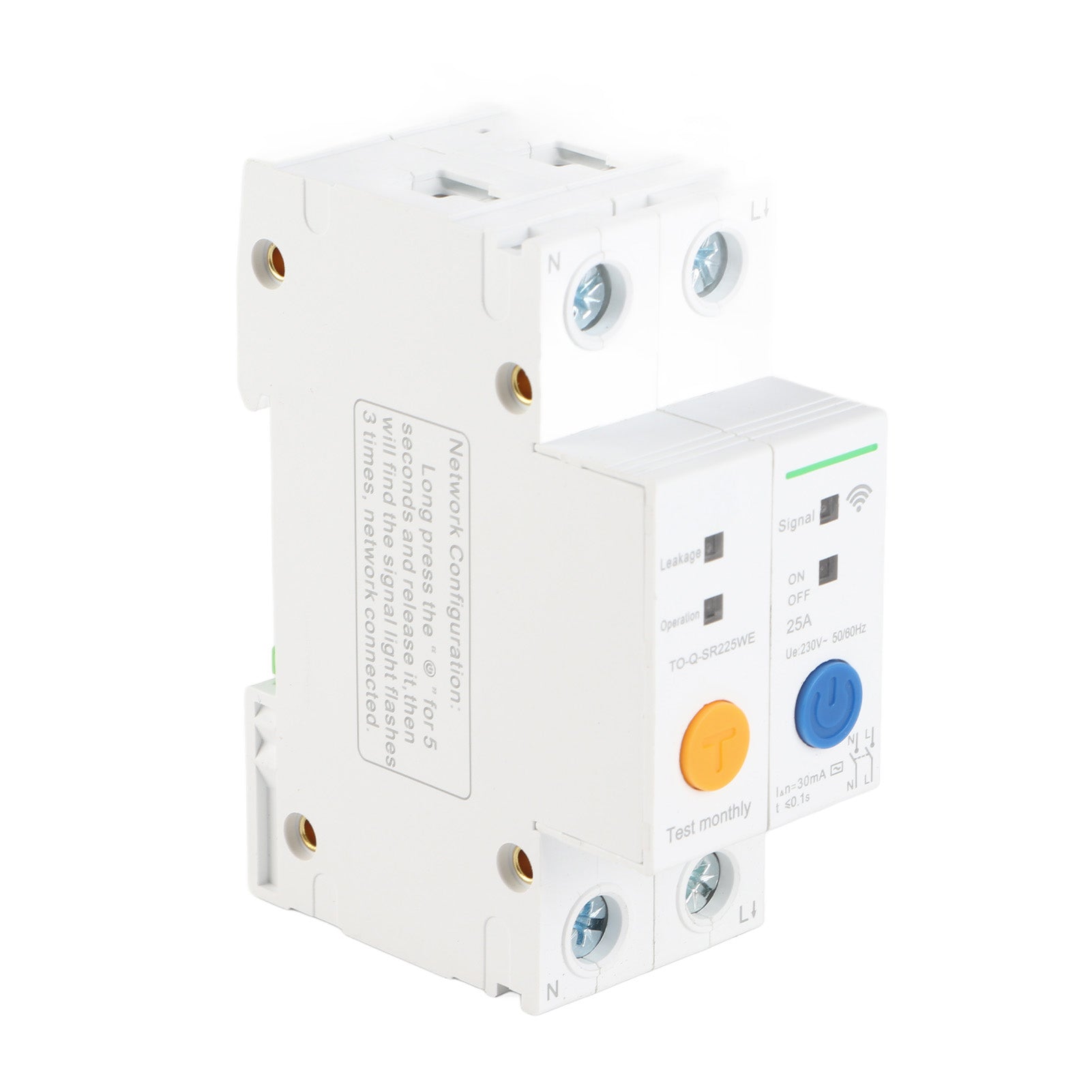2P AC230V WiFi Circuit Breaker Remote Control Timing Real Time Monitoring Din Rail Mount Circuit Breaker 25A