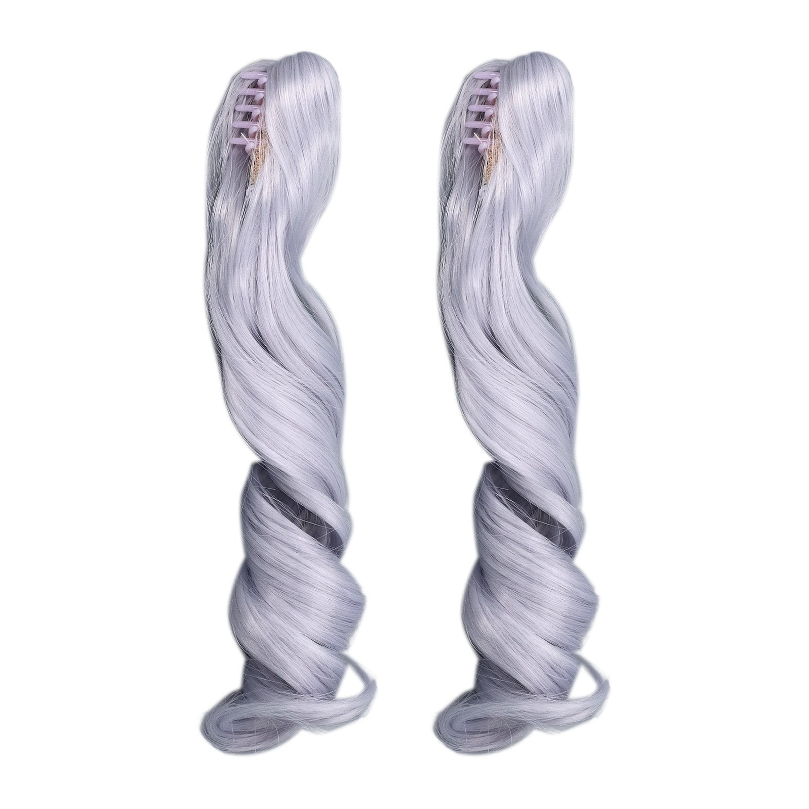 2PCS Doll Hair Wig High Temperature Soft Silk Hair Clip Type Roman Curly Dolls Hair Weft Haze Blue