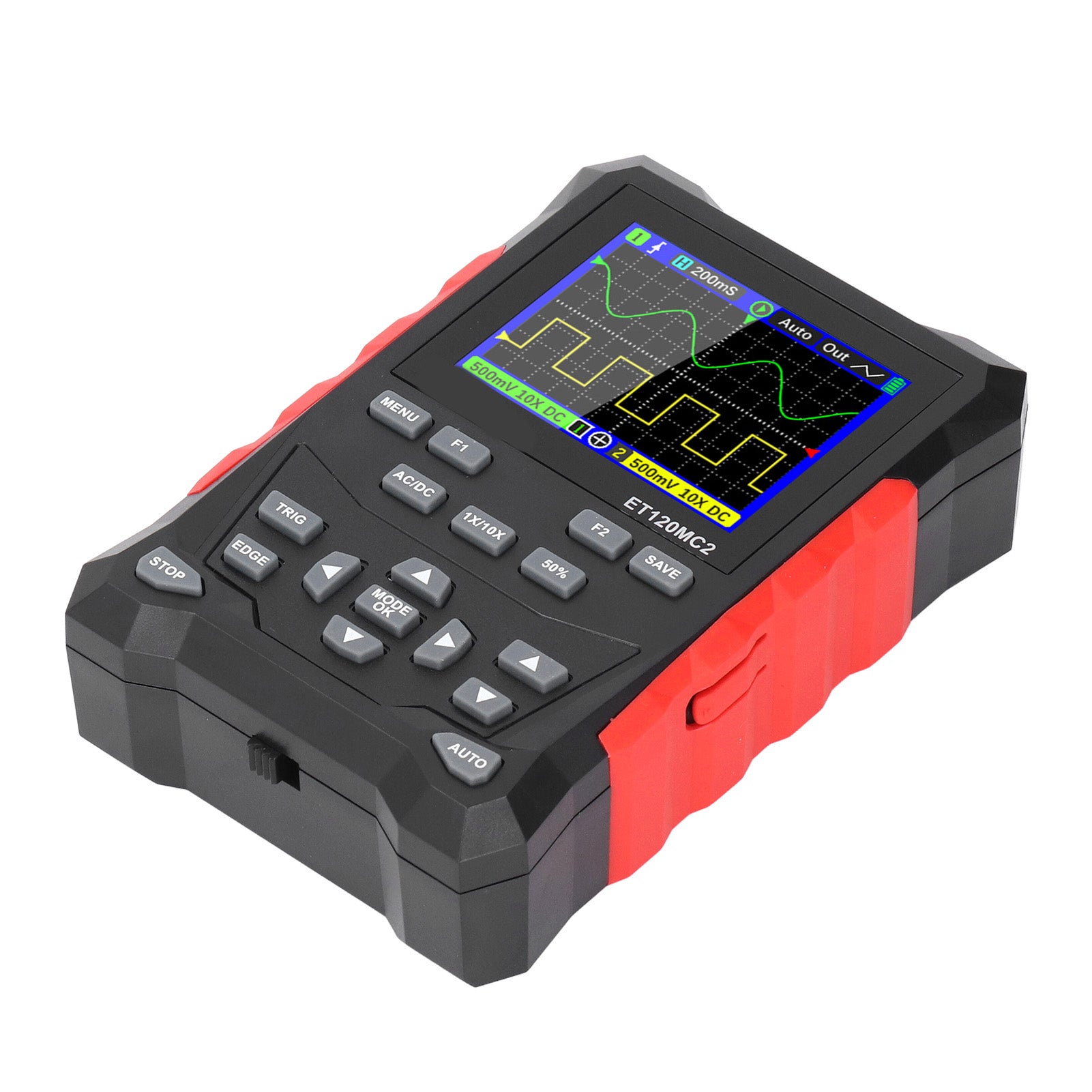Oscilloscope 2 Channel 120MHz Bandwidth 500MSa/s Sampling Rate 2.4 Inch TFT LCD Digital Oscilloscope with 1‑10X Probe