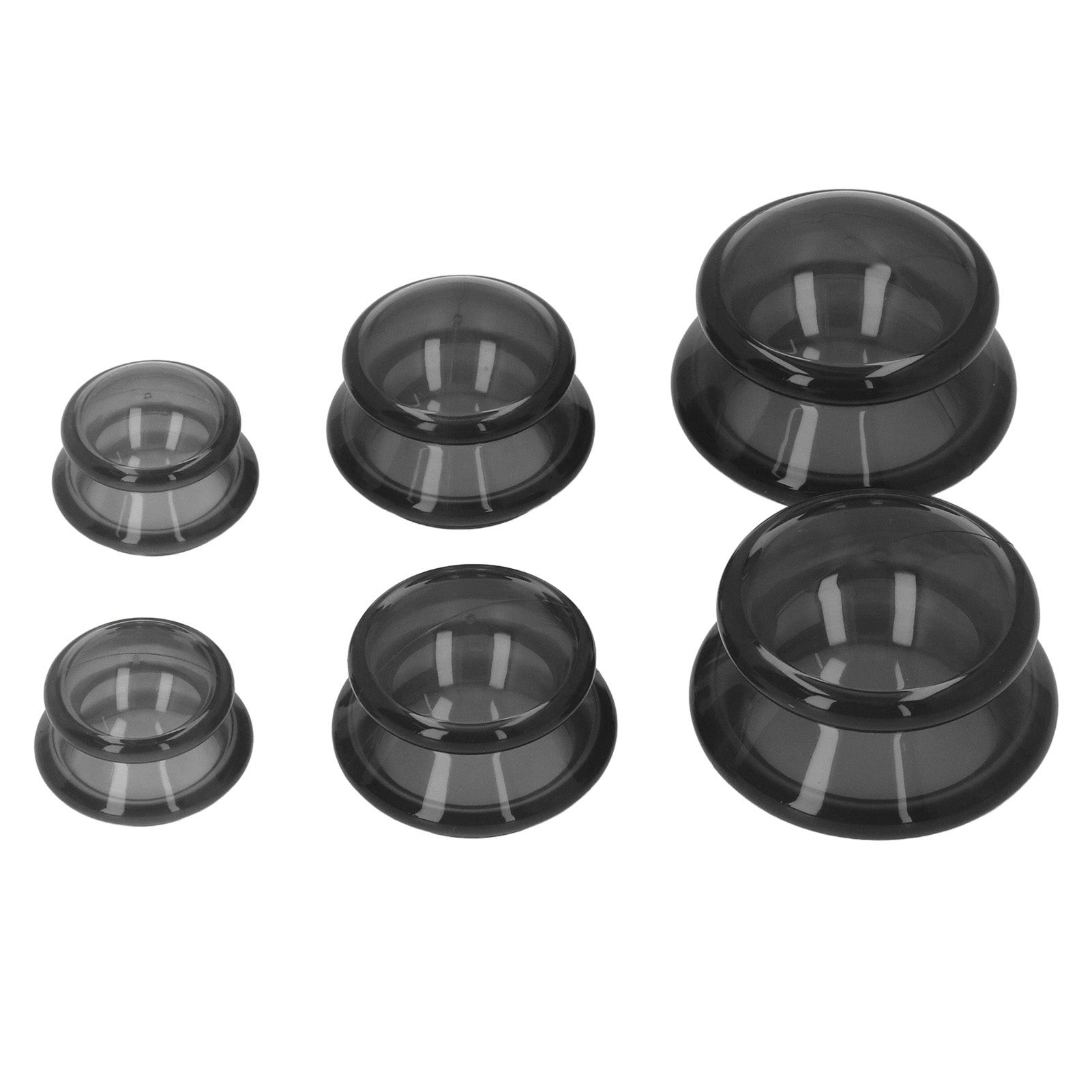 6pcs Silicone Cupping Set High Transparency Wet Absorption Negative Pressure Massage Scraping Chinese Massage Cups for Home Professional Studio Black