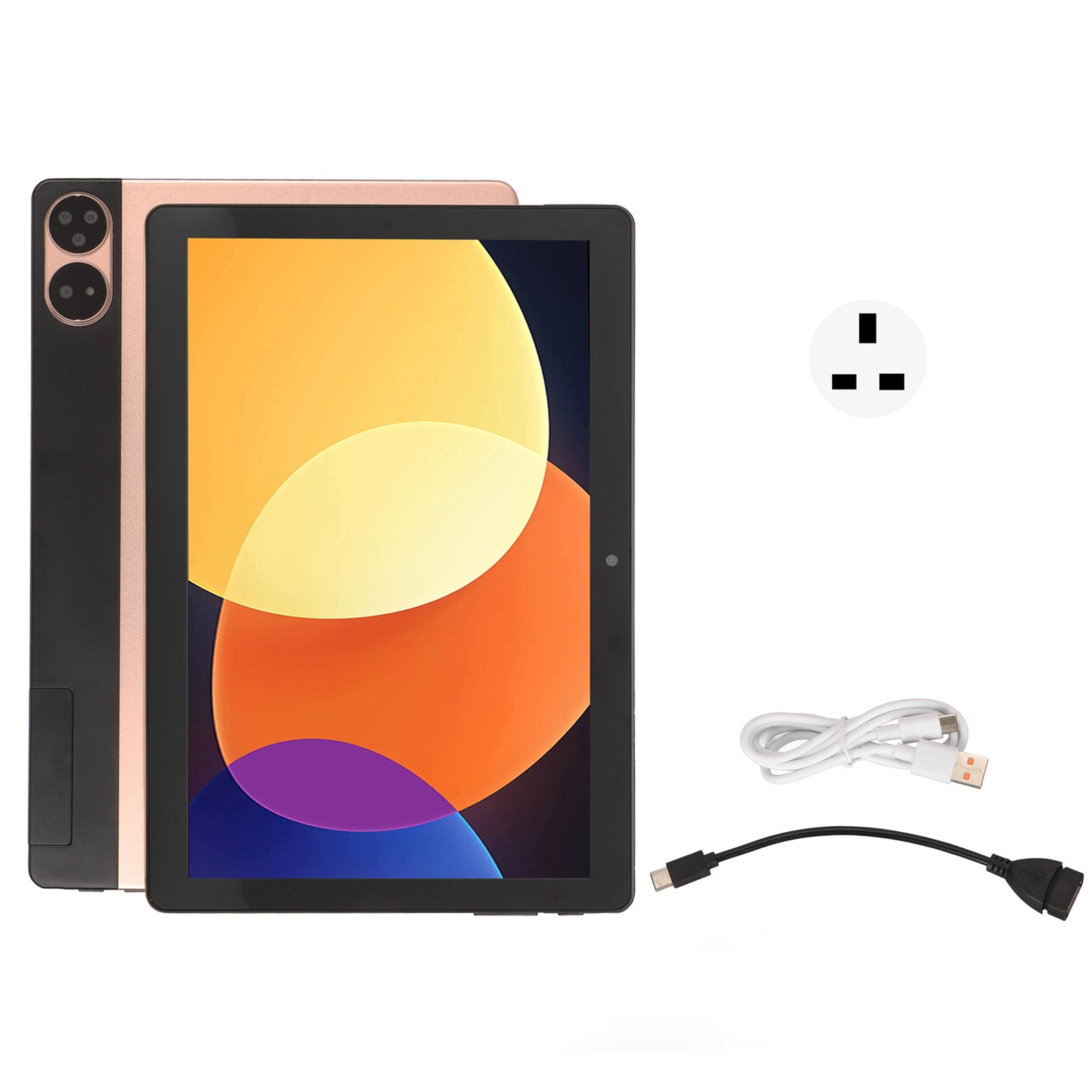 10.1 Inch Tablet 1080P HD 1920X1080 Resolution Tablet 8 Core Front 8MP Rear 16MP Camera for Android 12.0 Tablet 100‑240V Gold UK Plug