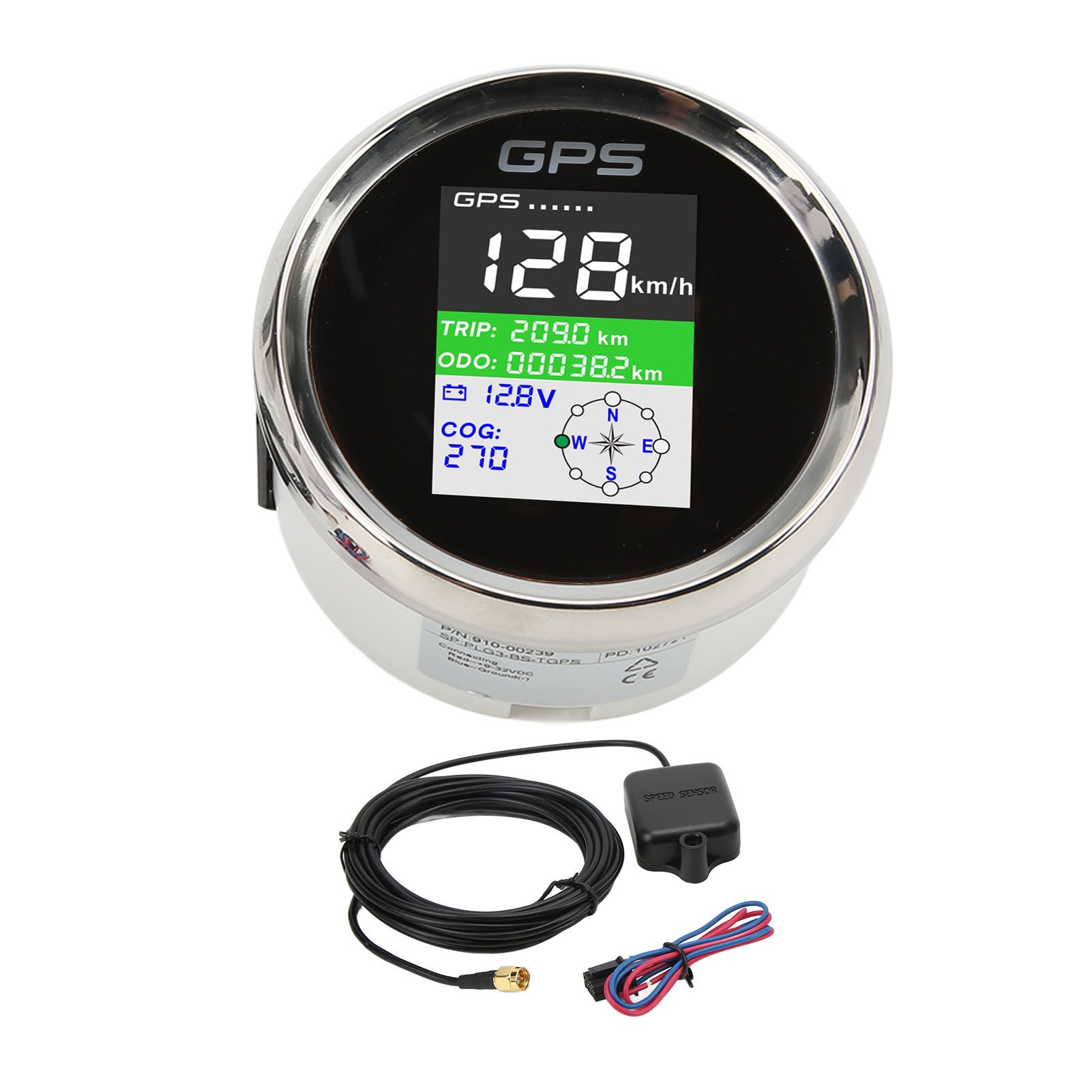 85mm GPS Speedometer Km/h Knot MPH DC9‑32V TFT Screen IP67 Waterproof Speed Gauge Universal for Cars Motorcycles BoatsBlack Dial Silver Cover