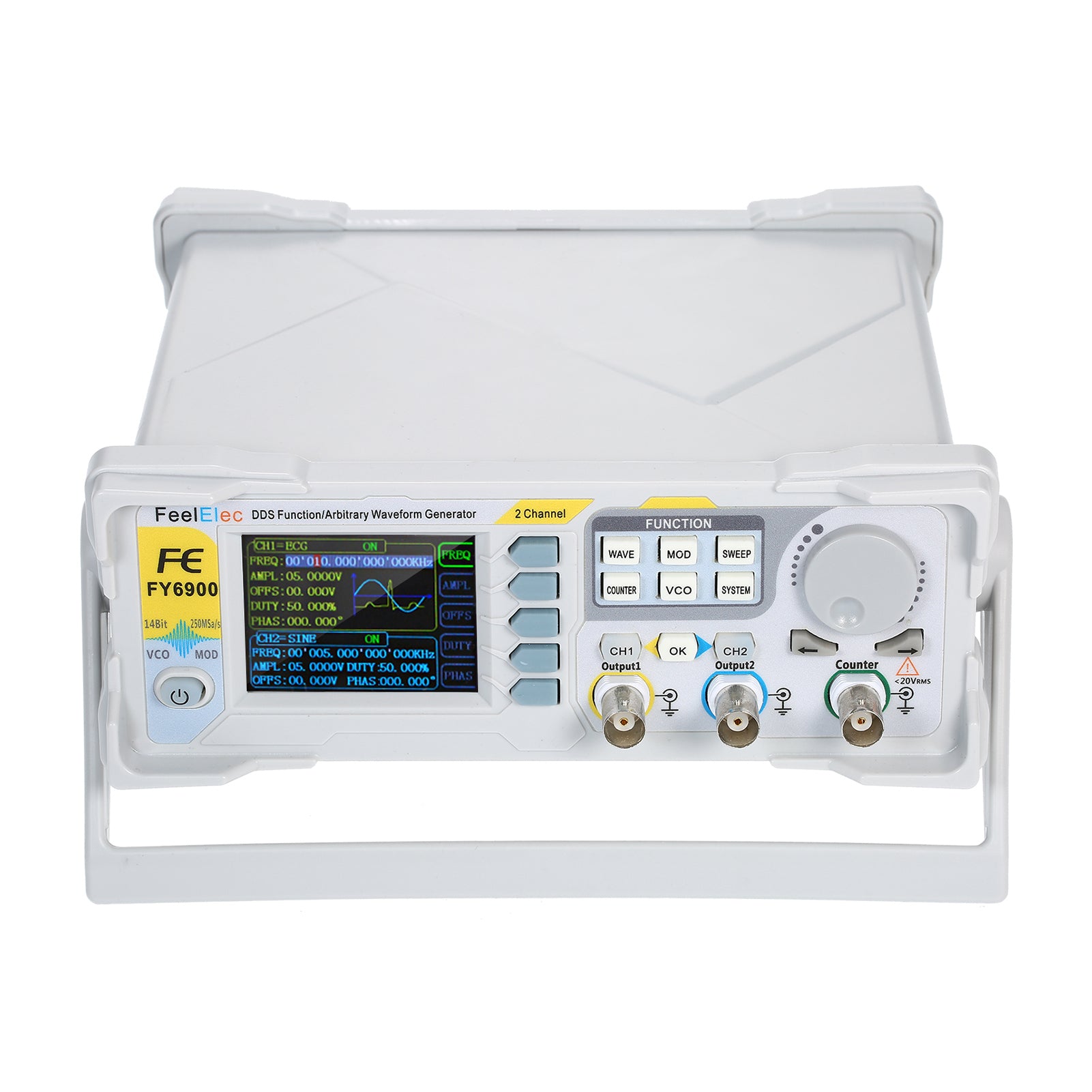 60MHz Function Signal Generator High Precision Digital DDS Dual-channel Function Signal/Arbitrary Waveform Generator Pulse Signal Source 250MSa/s Frequency Meter VCO Burst AM/PM/FM/ASK/FSK/PSK Modulation DDS Generator Function Source Generator