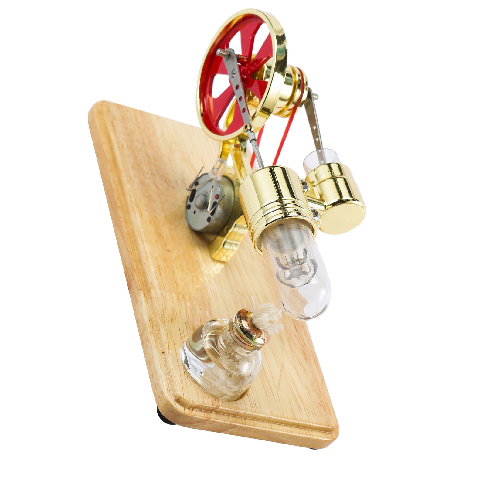 Stirling Engine Kit Electricity Generator Motor Model Physical Generator Model with LED Light Flywheel Design Science Experiment for Teacher Adults Kids School