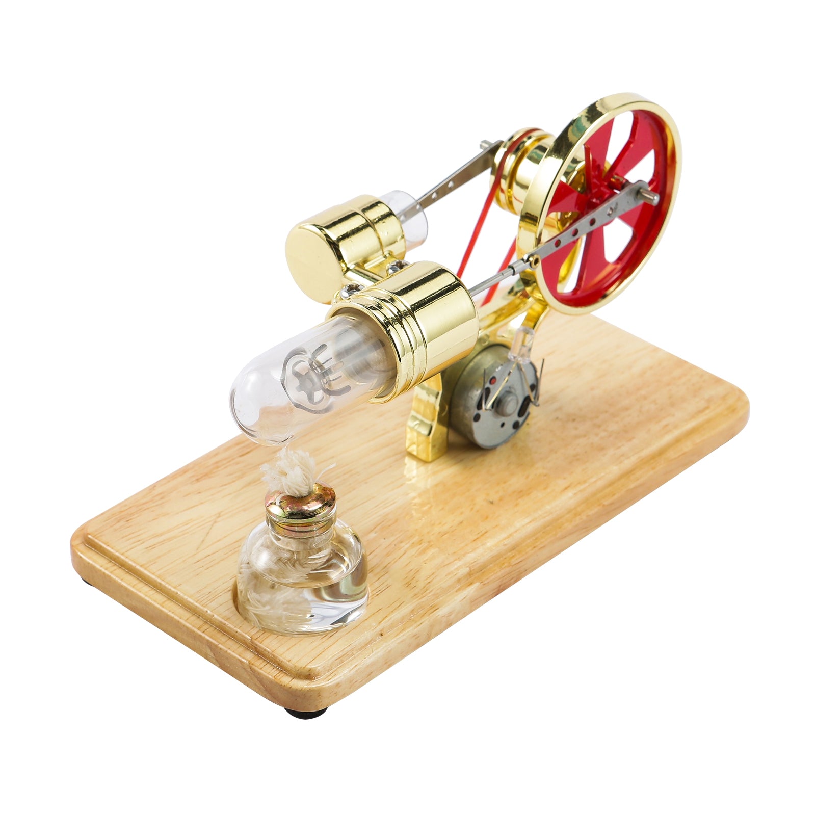 Stirling Engine Kit Electricity Generator Motor Model Physical Generator Model with LED Light Flywheel Design Science Experiment for Teacher Adults Kids School