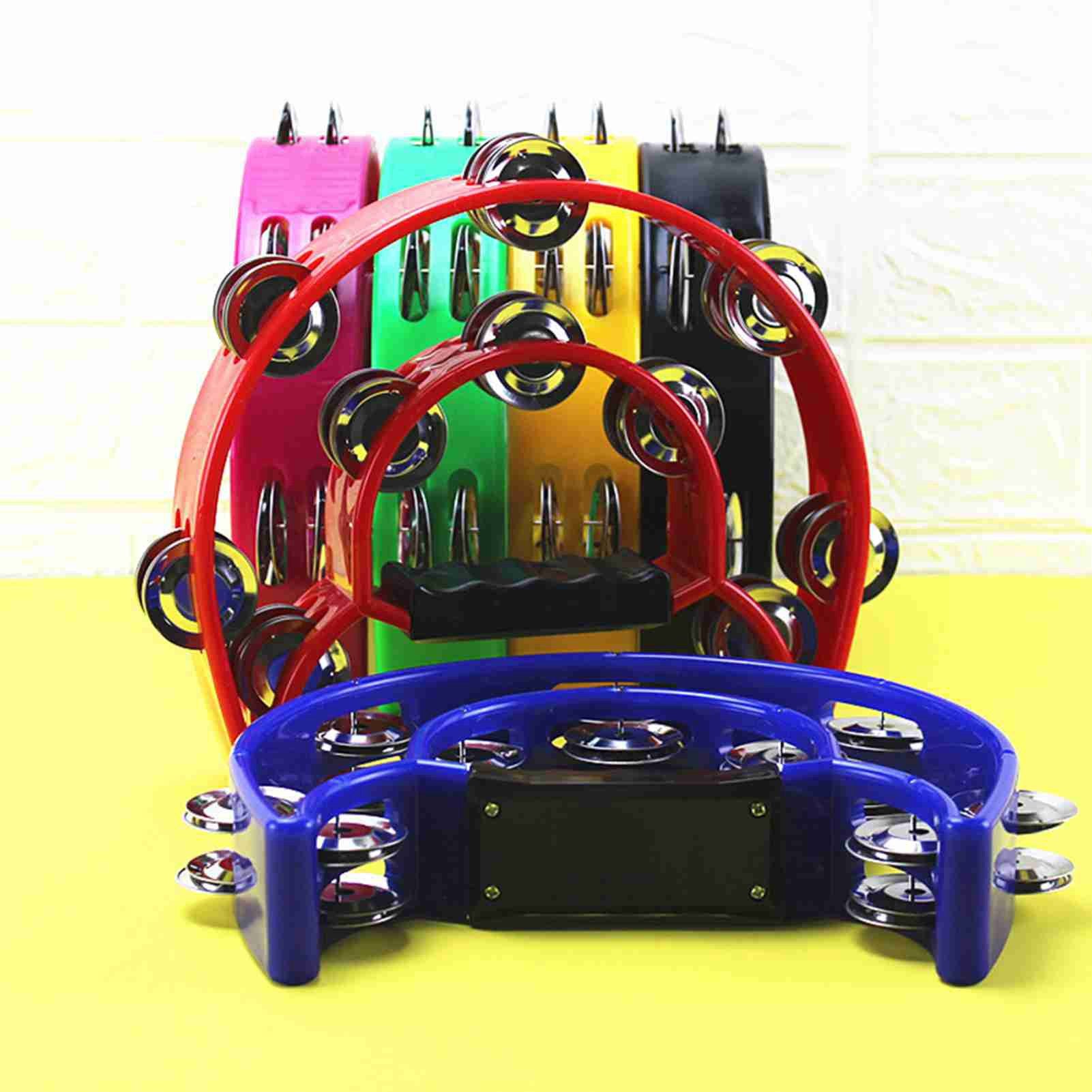 Handheld Tambourine Double Row Handbell Ergonomic Handle Grip Tambourine for KTV Party