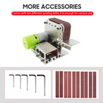 Mini Belt Sander Electric Sanding Polishing Grinding Machine 7 Variable Speed with 10 Sanding Belts for Polishing Wood Acrylic Metal