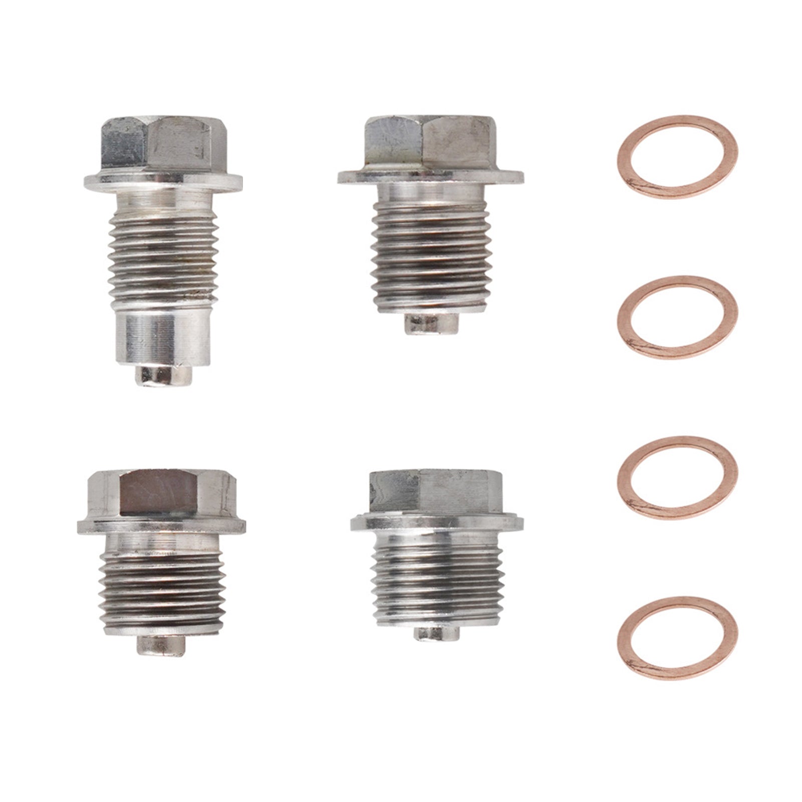 M14*1.5 Magnetic Oil Drain Plug, Stainless Steel Drain Plug with Copper Gasket Car Part Silver
