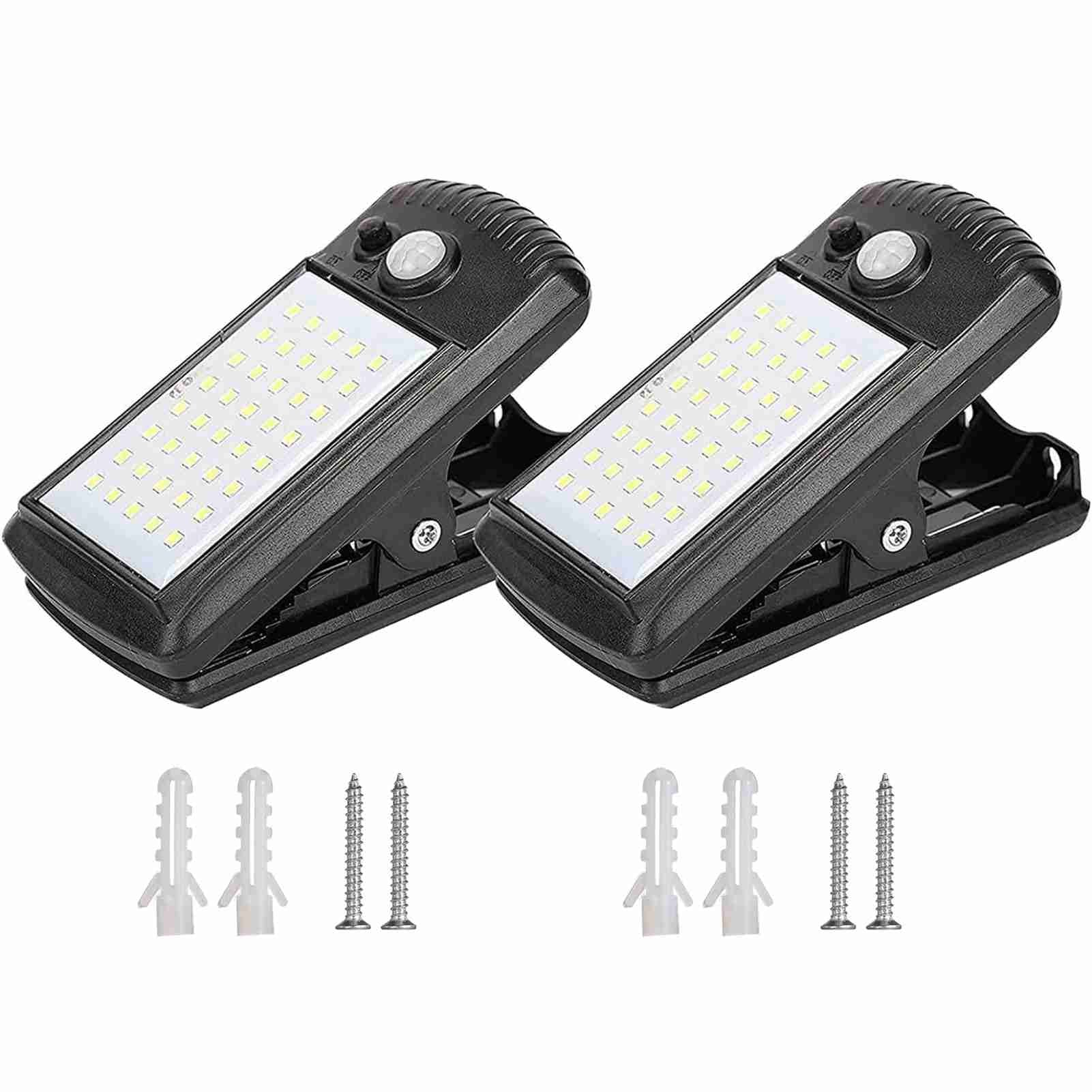 Solar Motion Sensor Lights Clip On IP65 Water Resistant Solar Powered Camping Light for Outdoor