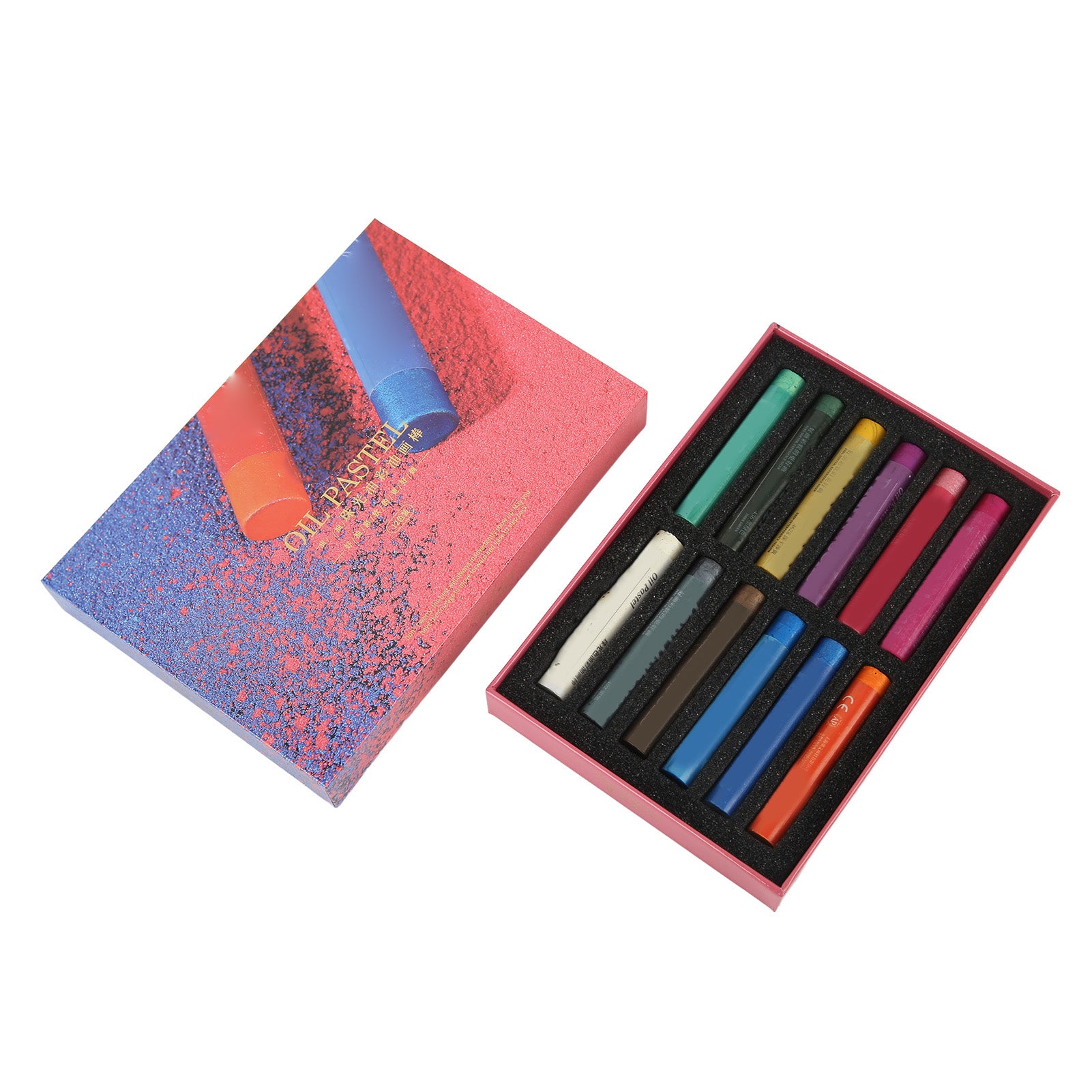 12 Colors Oil Pastels Pearlescent Strong Adhesion Oil Pastel Set Oil Painting Texture Oil Pastels for Daily Painting