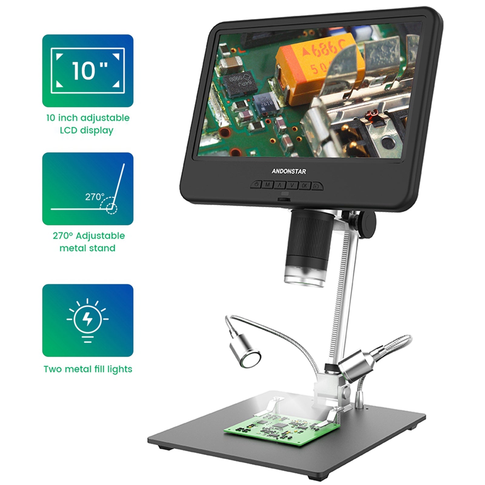 Electronic Microscope 10.1in LCD Display 12MP Digital Industrial Maintenance Magnifier Microscope for Circuit Board Identification
