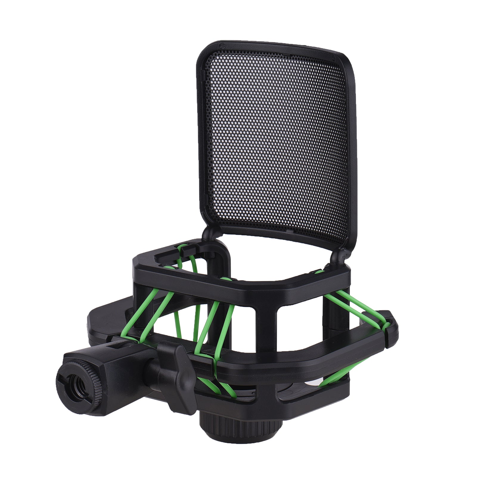 Plastic Microphone Shock Mount Anti-vibration Mic Holder Stand with Metal Pop Filter Universal Screw Adapter for Diameter 23.5mm-24.5mm