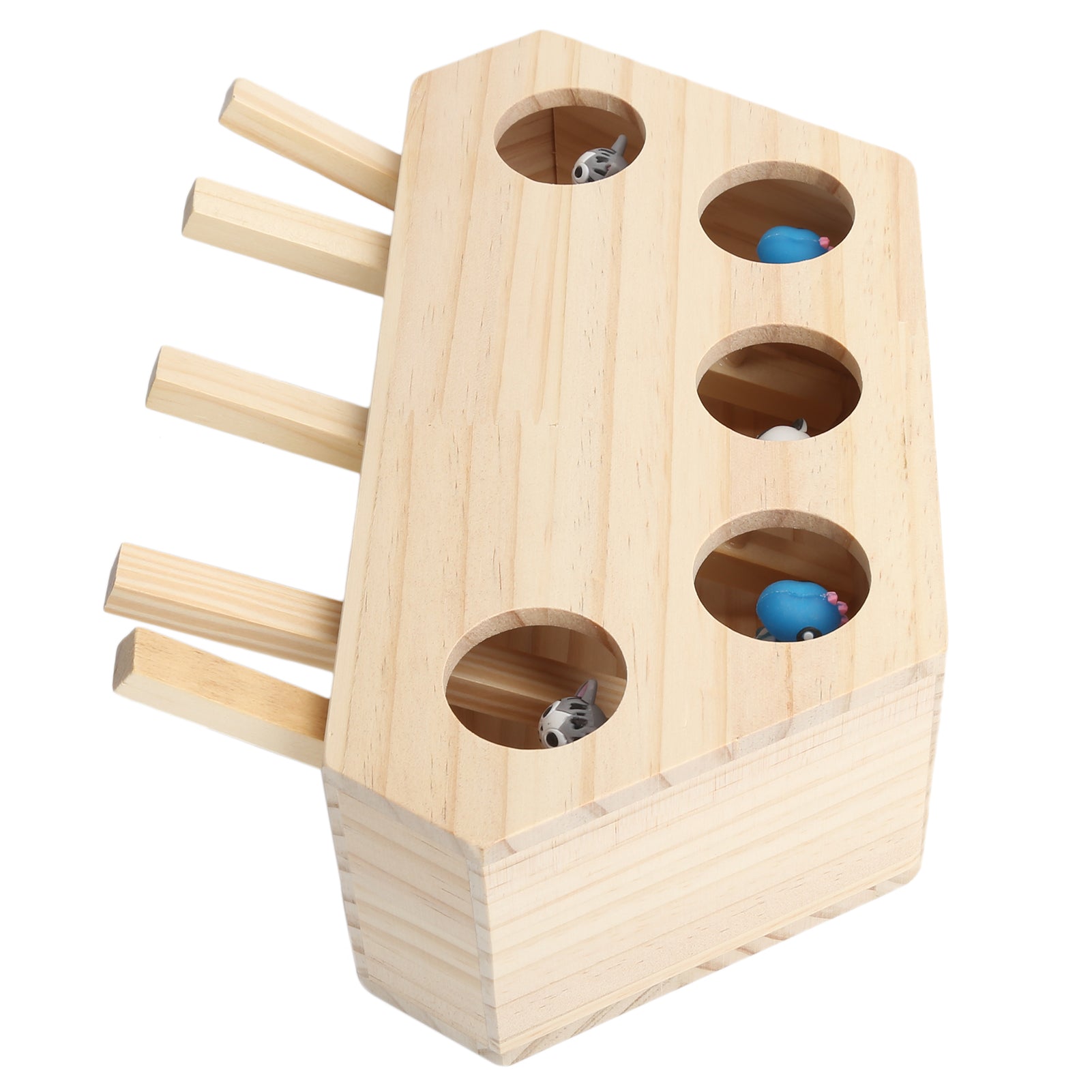 Wooden and Silicone Interactive Cat Hunt Mouse Toys Kitten Puzzle Toy Pet Toy Supply