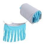 Pet Tunnel House Removable Small Animal Hideout Playing Tube with Hammock Tassel Curtains for Hamster Guinea PigBlue