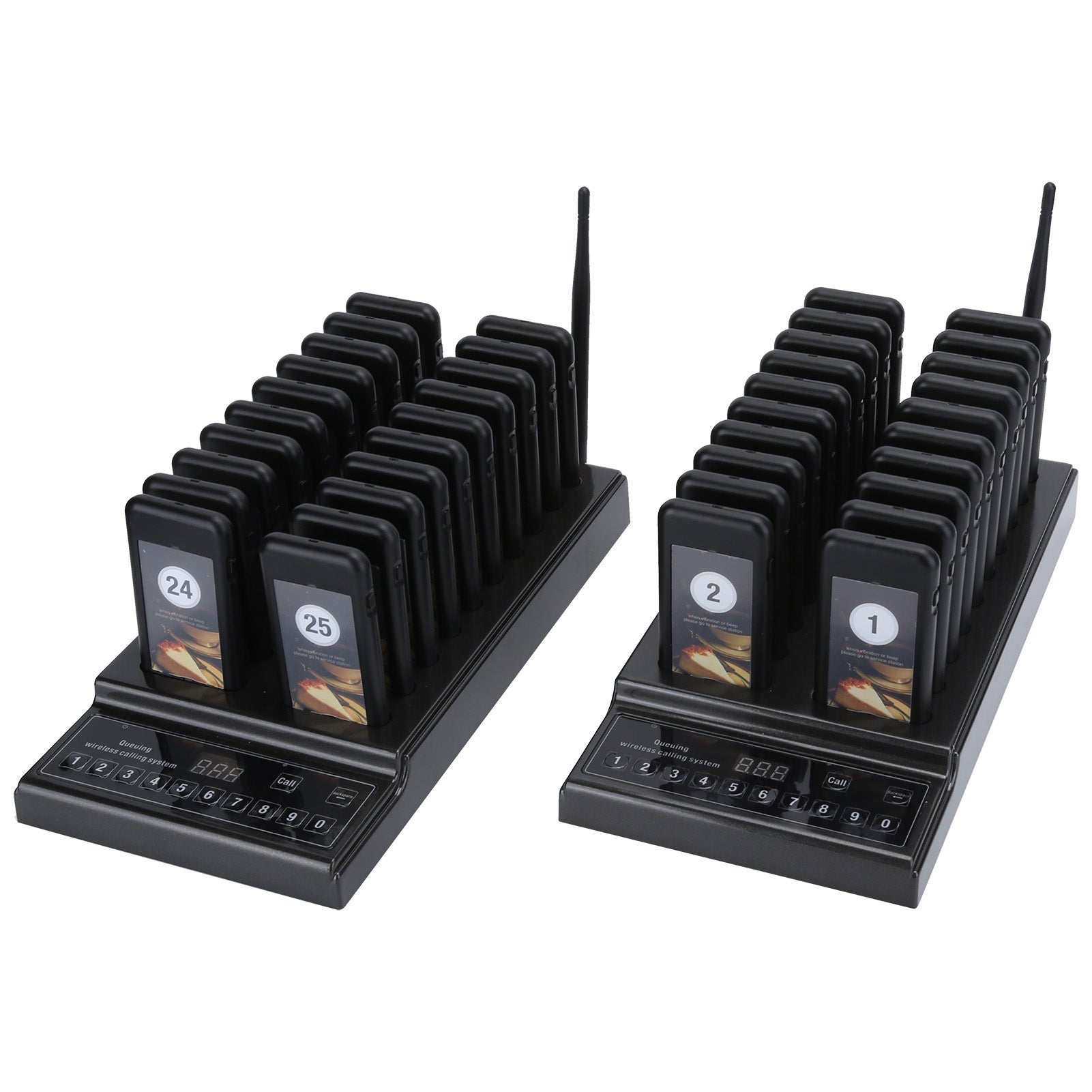 Wireless Restaurant Pager Dual Host 2 Drag 40 Vibrating Meal Taker SU-68Z