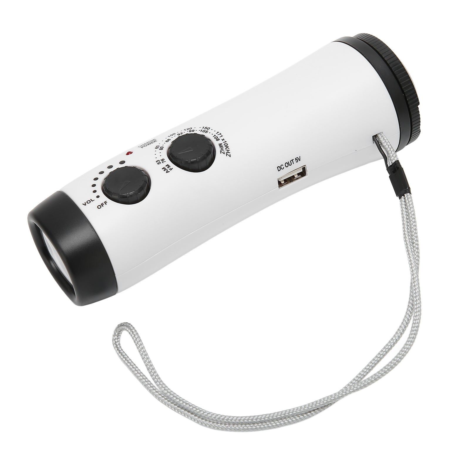 Hand Crank Radio Multifunctional Portable FM AM Weather Radio with LED Flashlight and Wrist Strap for Outdoor