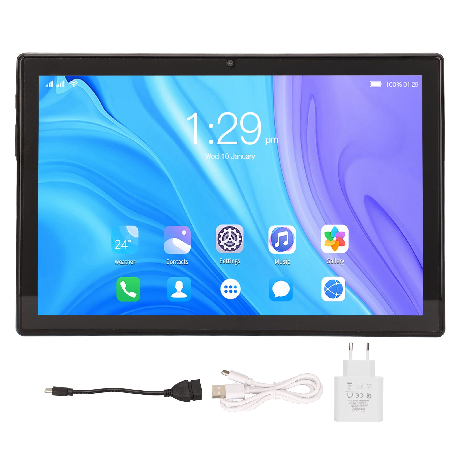 10 Inch Tablet Octa Core Processor 6GB 128GB 2.4G 5G 800W 2000W for Android 11 IPS HD Touchscreen Blue Callable Tablet 100‑240V EU Plug