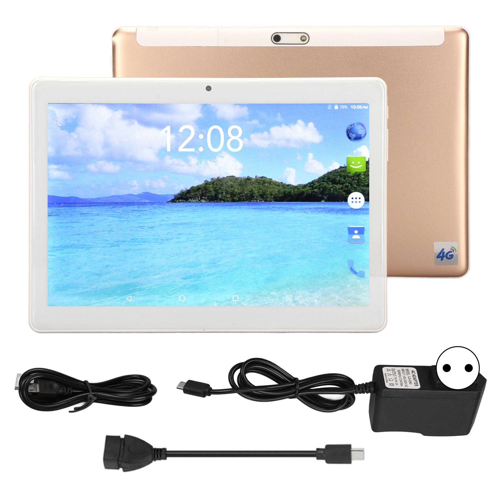 10.1 Inch HD Tablet 2GB RAM 32GB ROM Dual Sim Dual Standby Dual Camera Tablet for Learning Entertainment 100‑240V Gold EU Plug