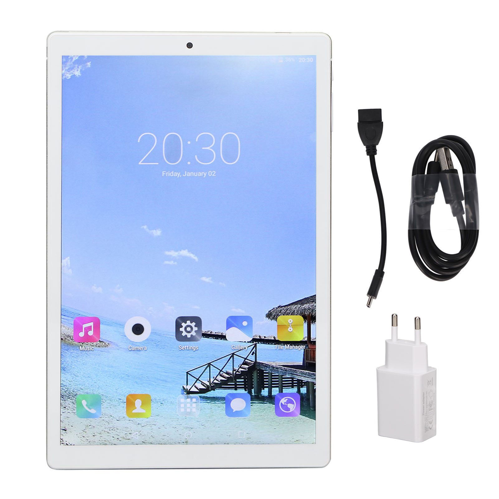 10 Inch Tablet for Android 10.0 2GB RAM 32GB ROM Front 2MP Rear 5MP WIFI 2.4GHz 5.0GHz Octa Core Processor HD Tablet 100‑240V Green EU Plug